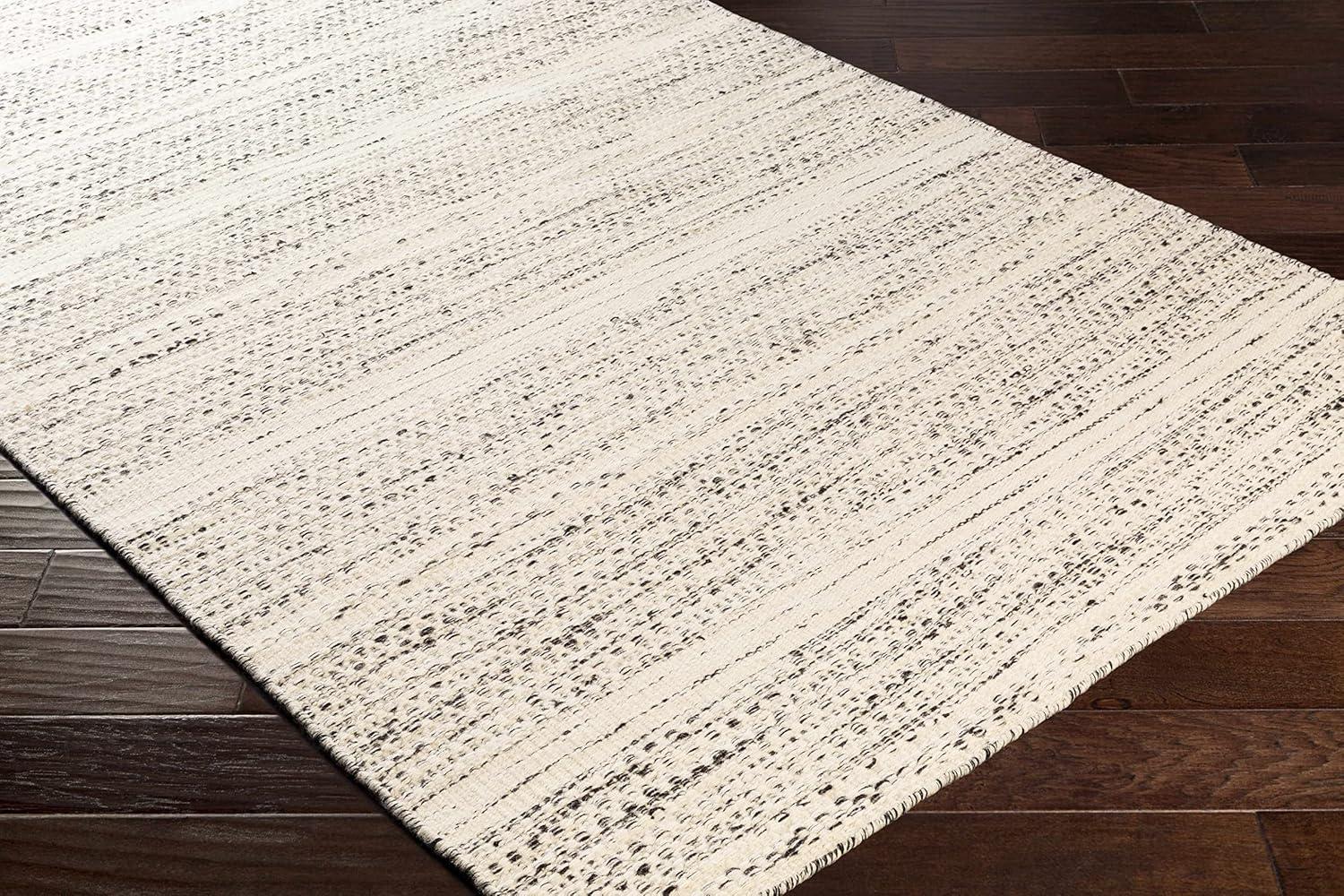 BoutiqueRugs Williford Boho Hand Woven Wool Natural Fiber Area Rug - Farmhouse Neutral Color Carpet for Living Room, Bedroom - Cream, Black - 8'10" x 12' (9x12)