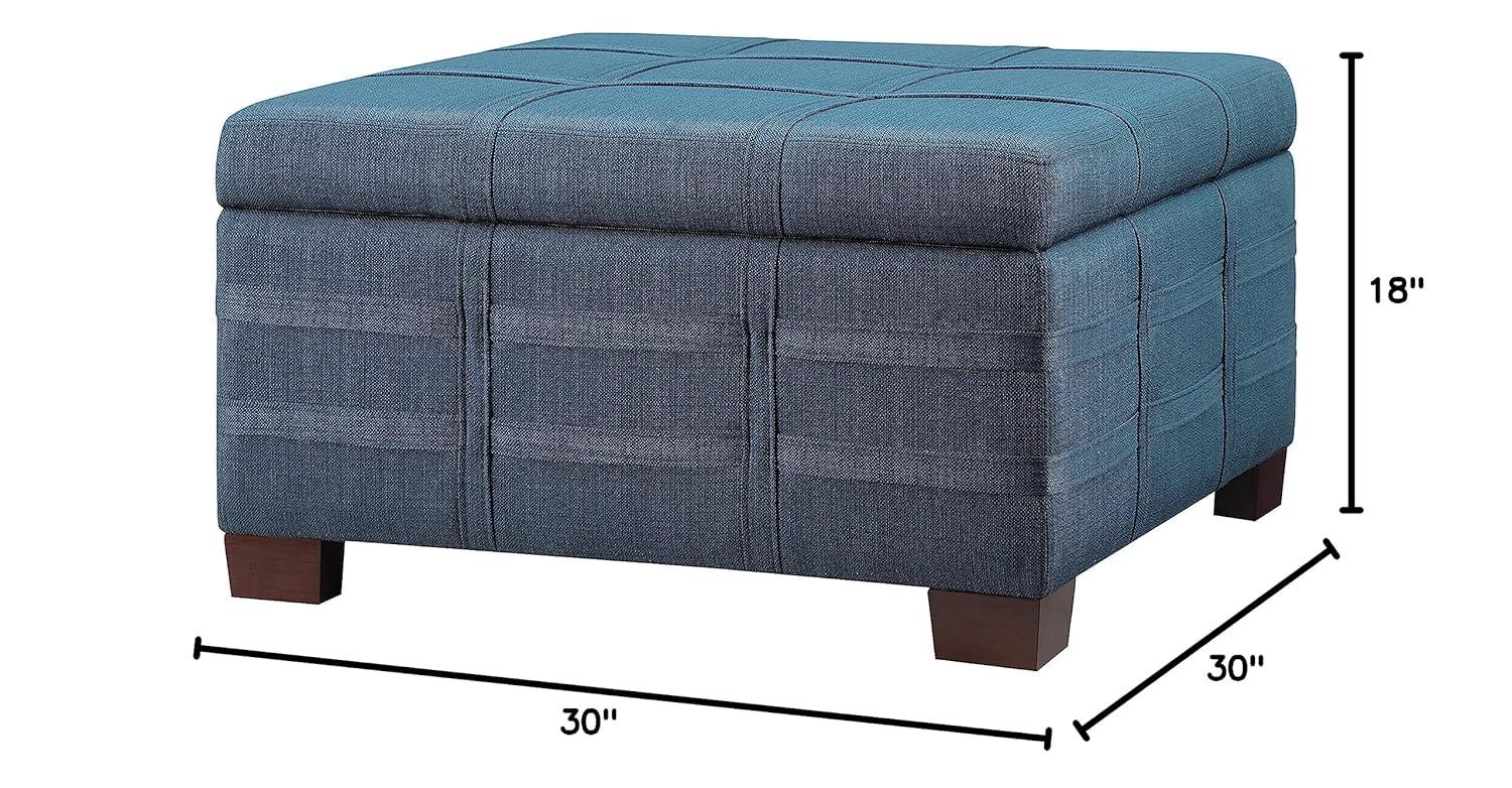 Detour Strap Square Storage Ottoman in Crimson Red Faux Leather
