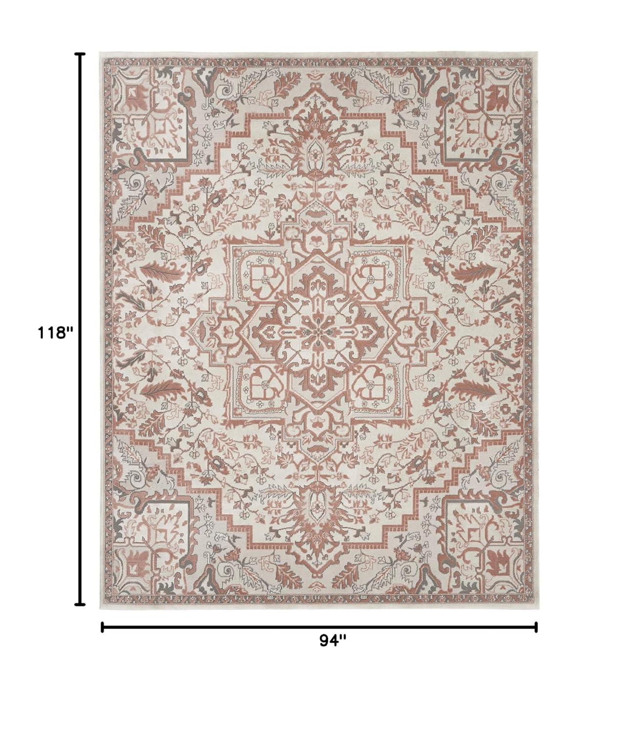 Nourison Elation Bohemian Medallion Indoor Rug Ivory Brick 7'10" x 9'10"