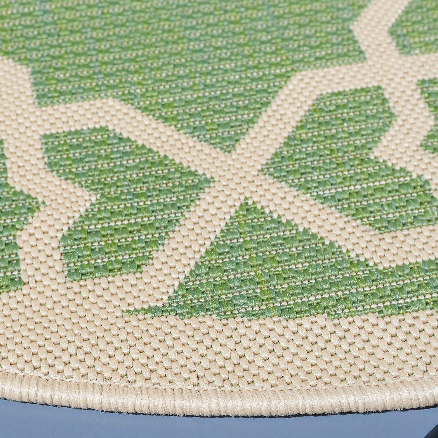 Courtyard CY6032 Power Loomed Indoor and Outdoor Area Rug - Green/Beige - 6'7"x6'7" - Safavieh