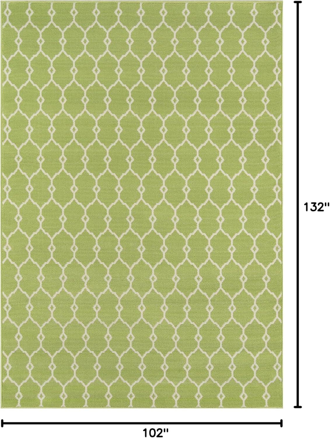 Green Trellis Flat Woven Synthetic Rectangular Area Rug 8'6" x 13'