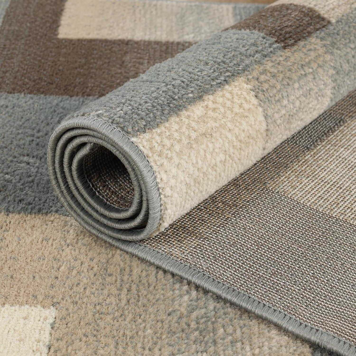 Superior Color Block Area Rug 6' x 9', Gray
