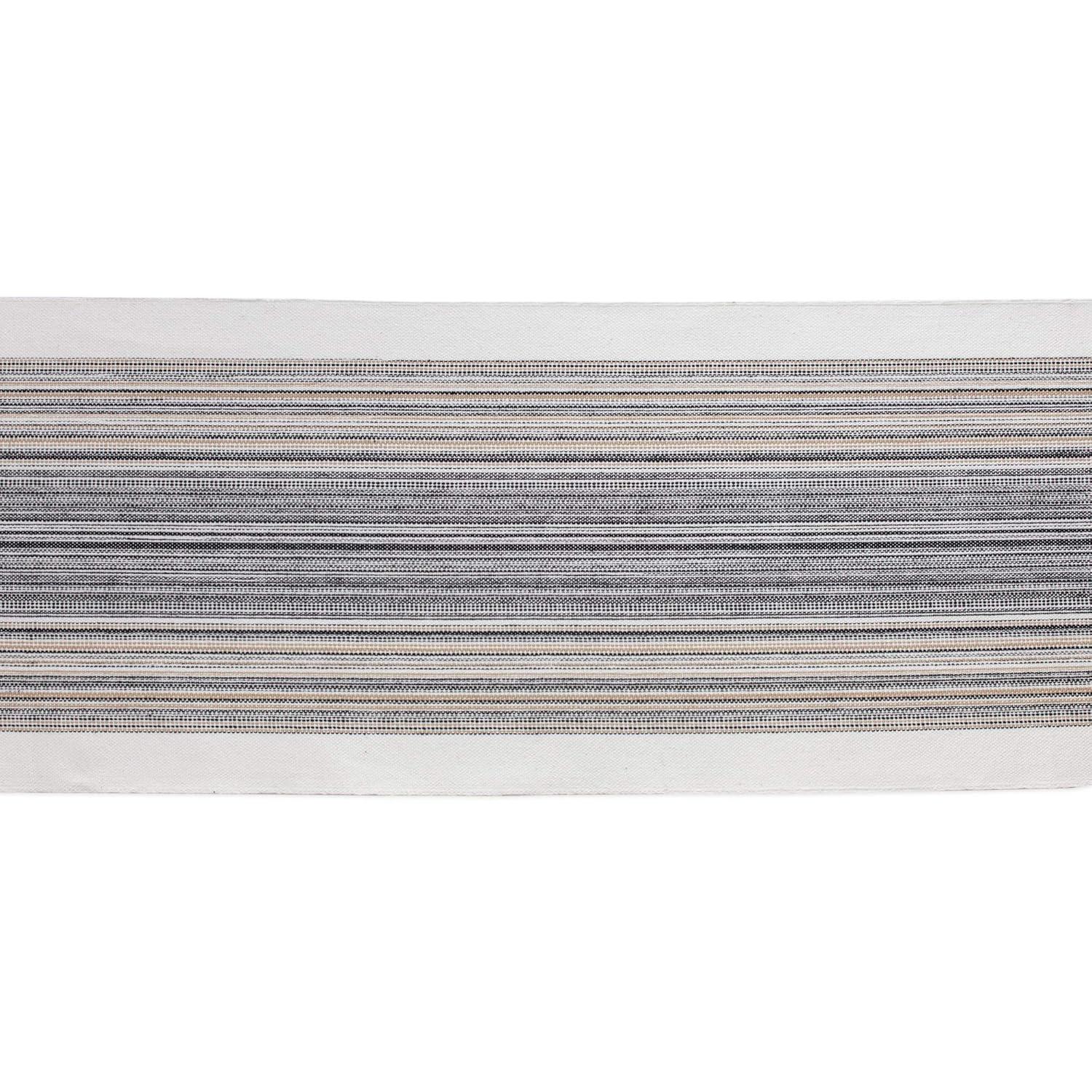 Design Imports  Black Striped Fringe Ribbed Table Runner 14X72