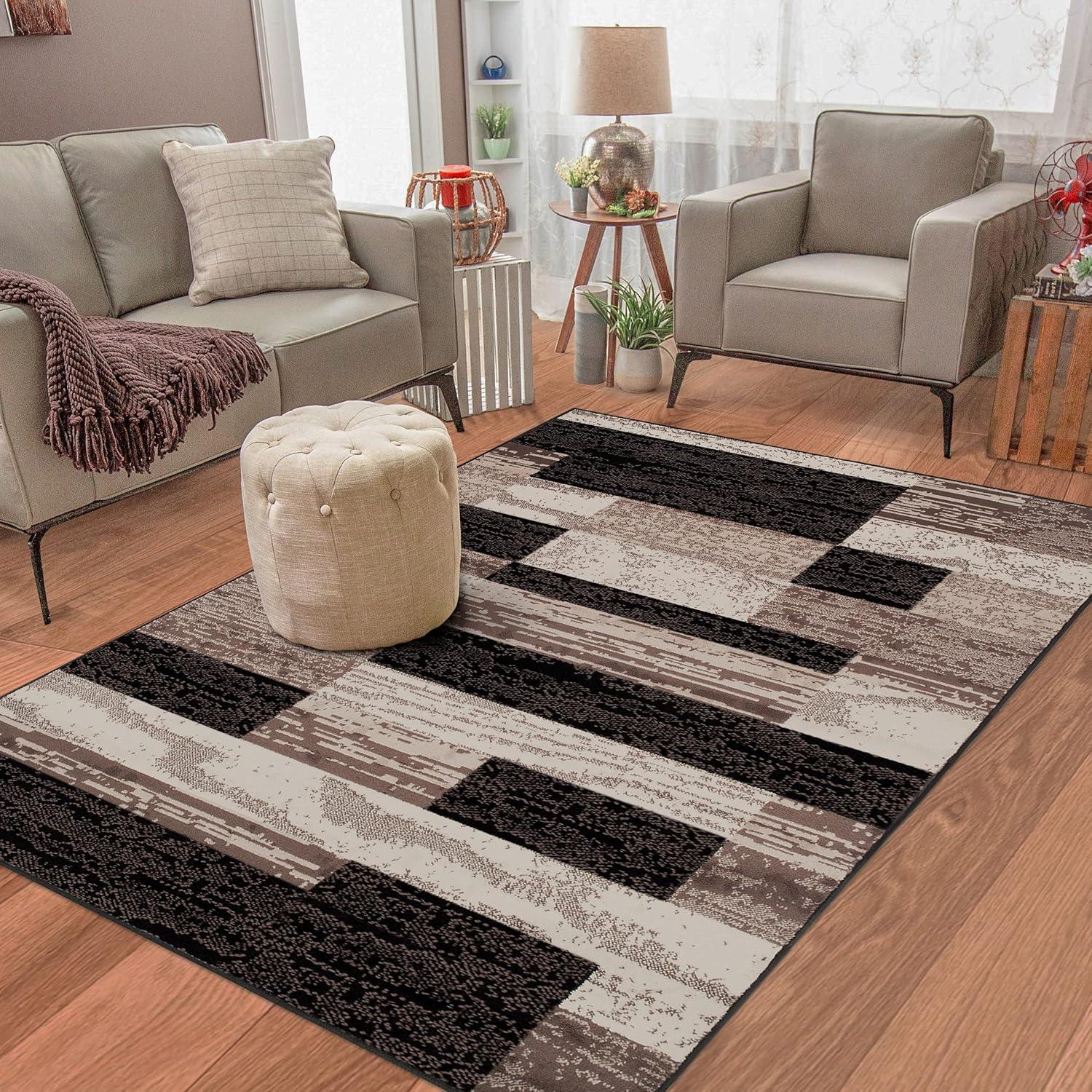 Chocolate Geometric Synthetic 8' x 10' Area Rug