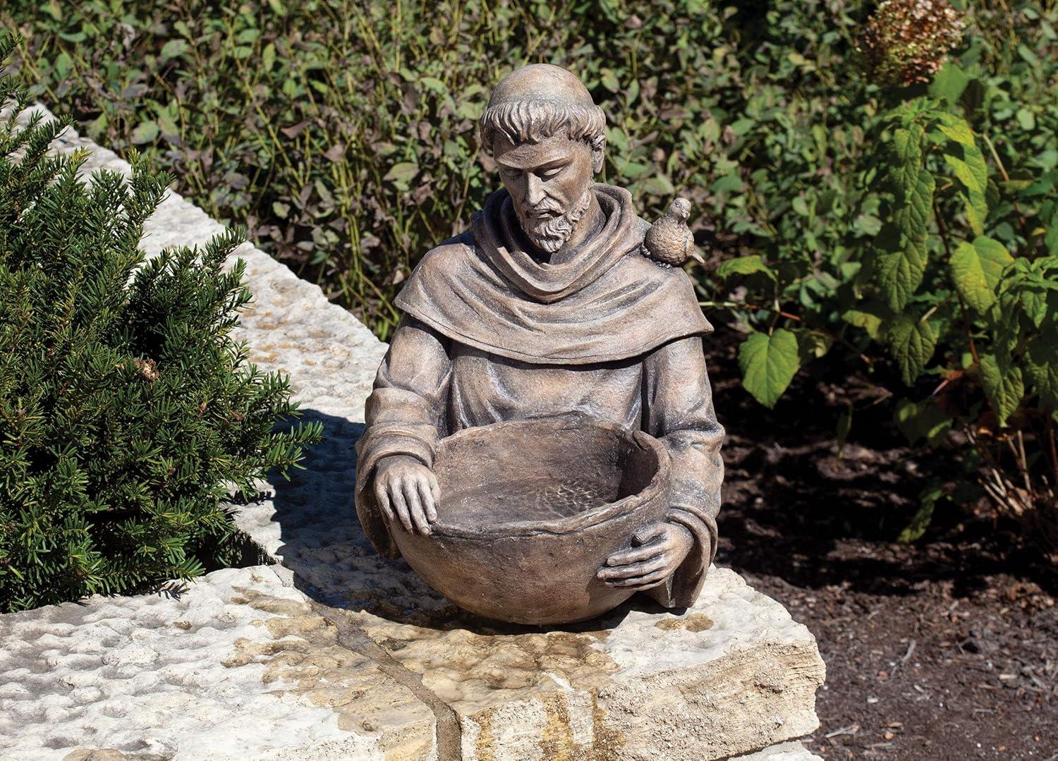 Roman 19" St. Francis Outdoor Garden Statue with Birdbath