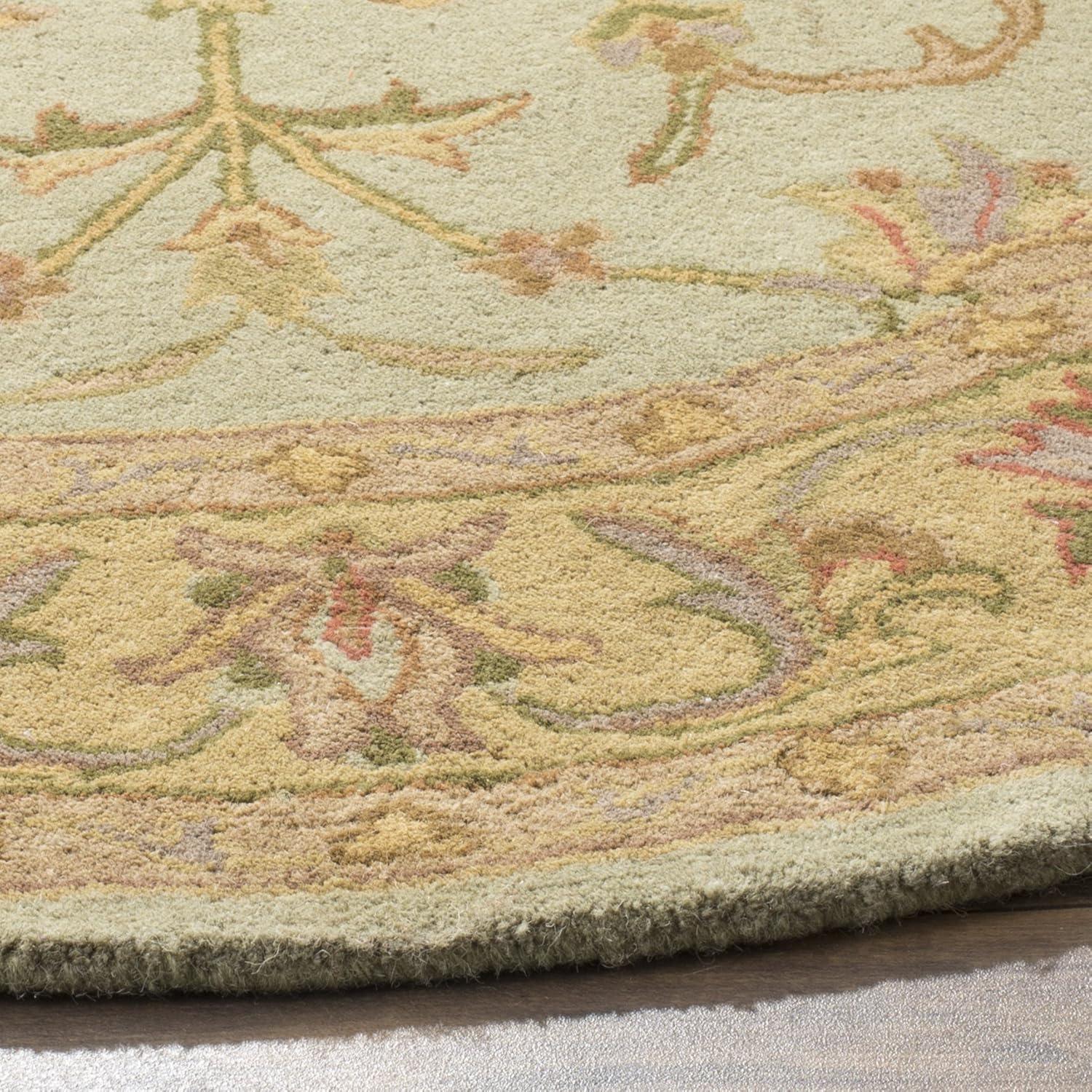 Heritage Green and Gold 6' Round Hand-Tufted Wool Area Rug