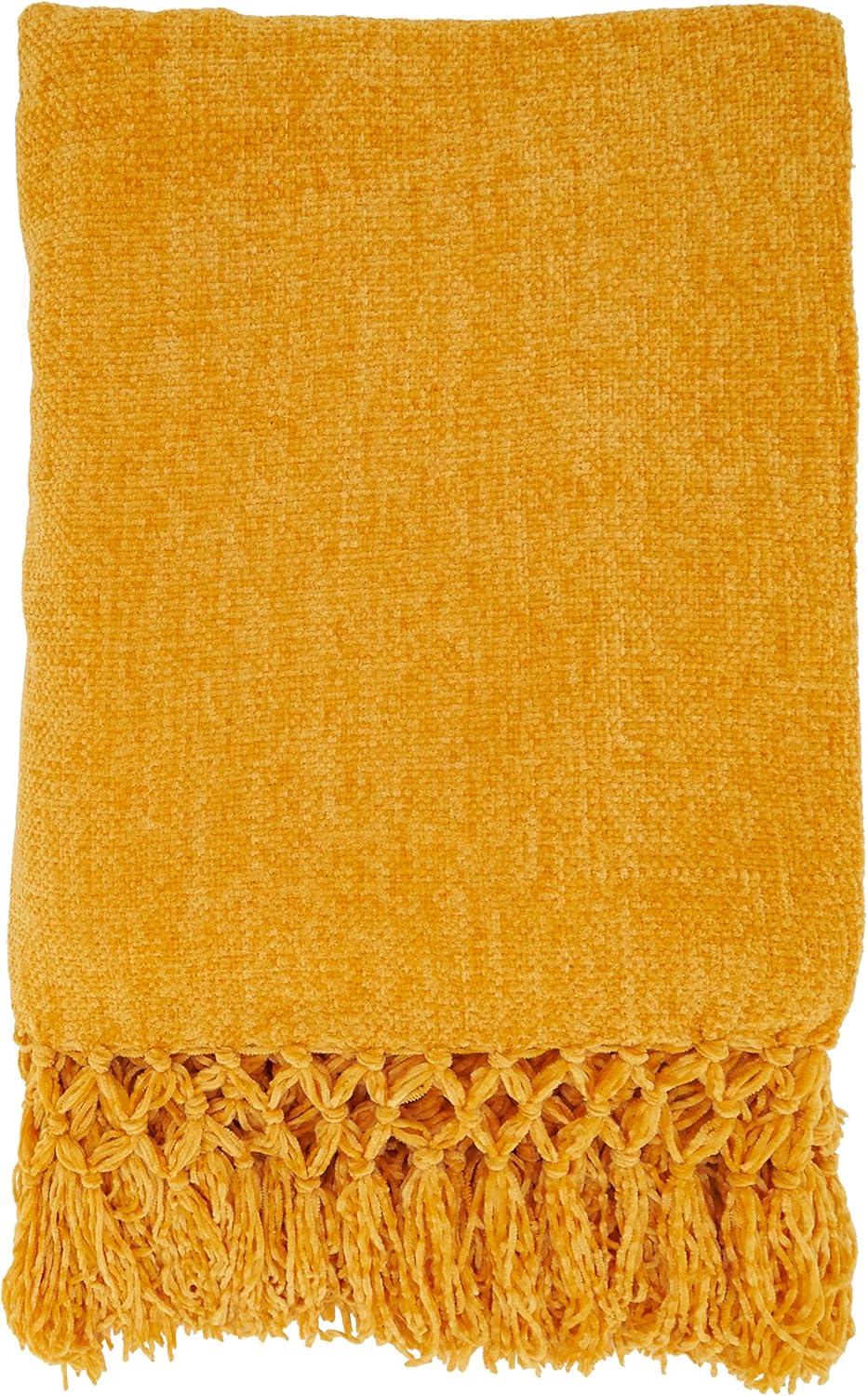 Saro TH405.MU5060B 50 x 60 in. Knotted Chenille Oblong Throw Blanket, Multi Color