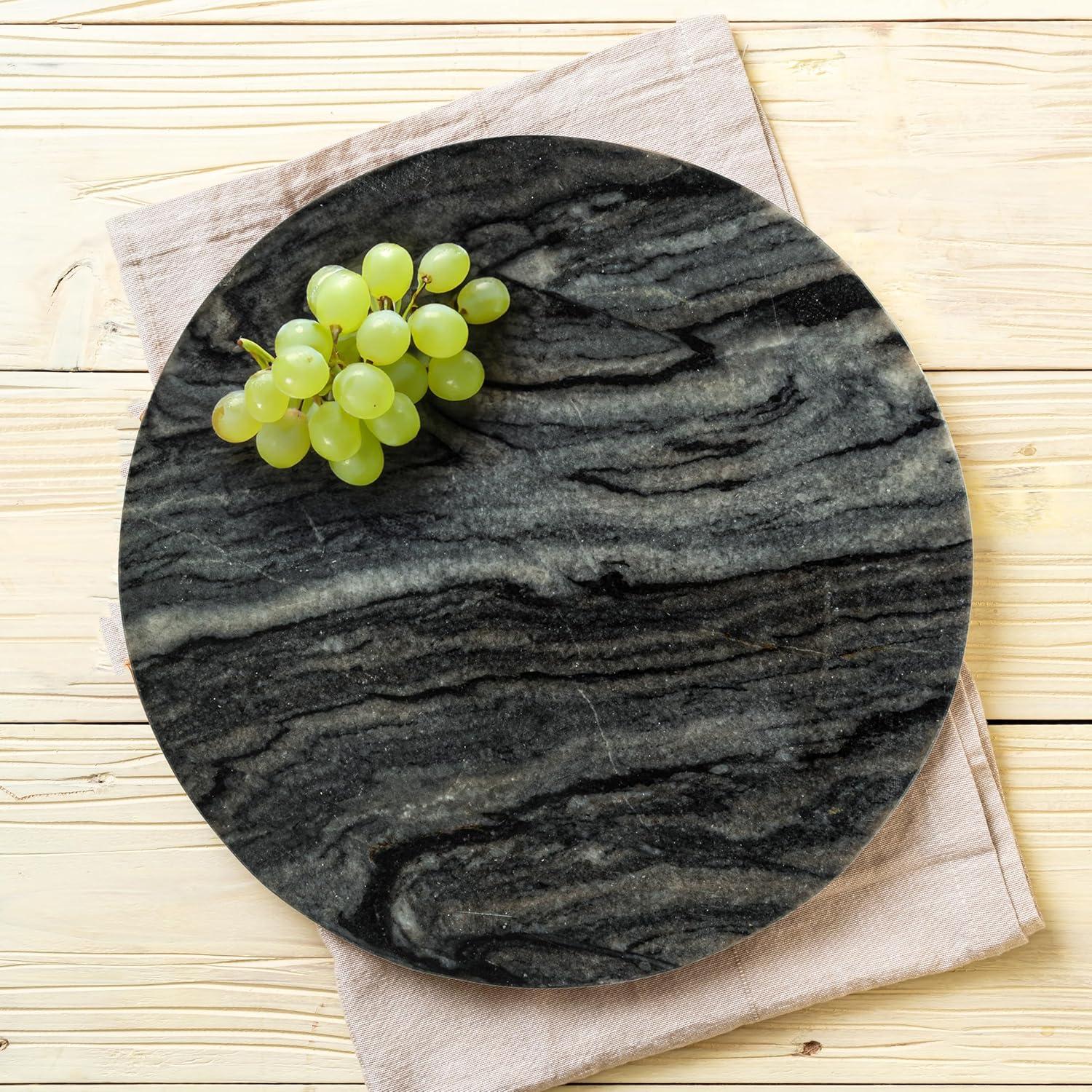 11 in. Gray Marble Round Cheese and Cutting Board