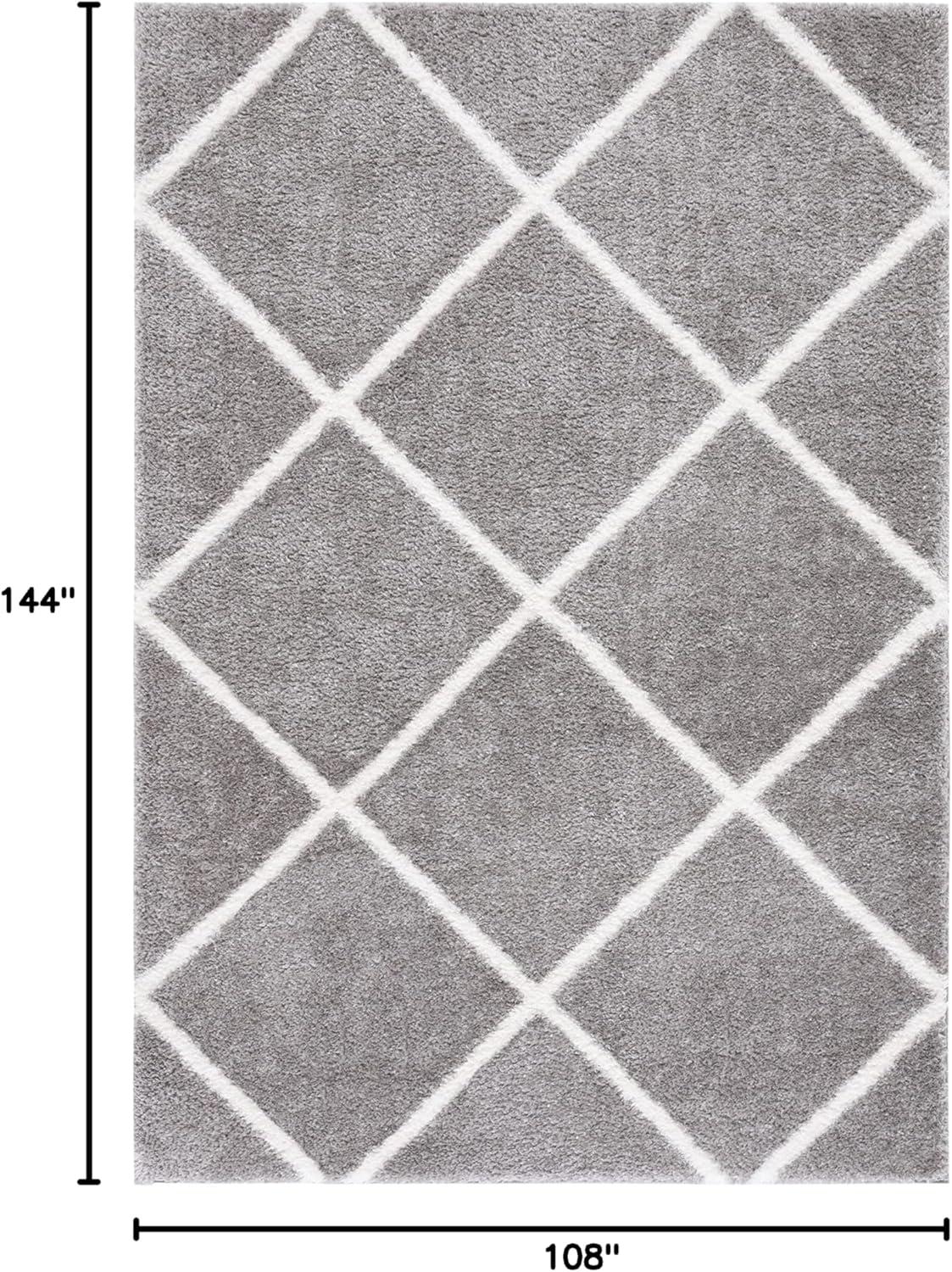 SAFAVIEH Tahoe Elwyn Geometric Shag Area Rug, Grey/White, 9' x 12'