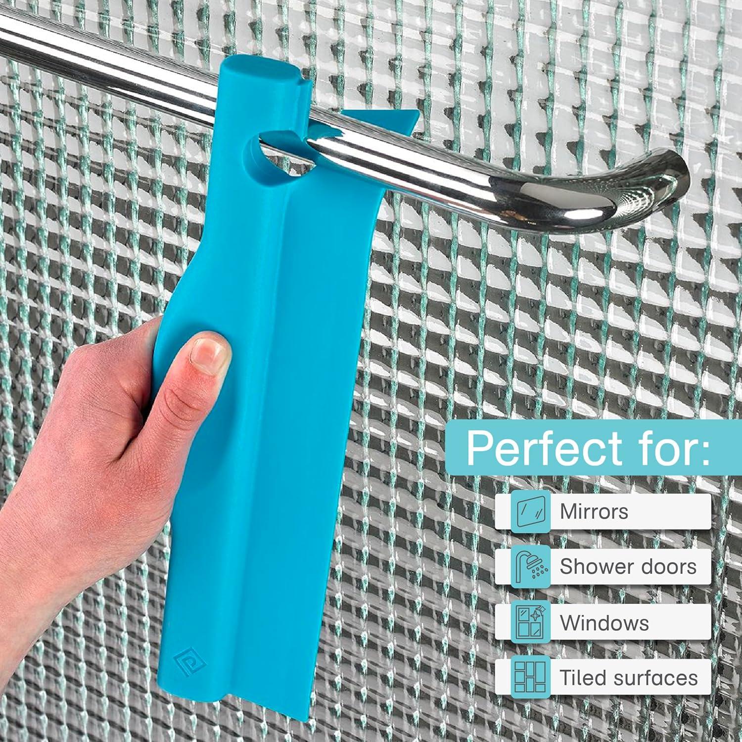 Polder Swipe Squeegee, Window Cleaner with Silicone Blade, Shower Squeegee with Flexible Handle, Ideal for Car, Kitchen, Bathroom, Shower Mirror, and More, Cleaning Supplies, Turquoise