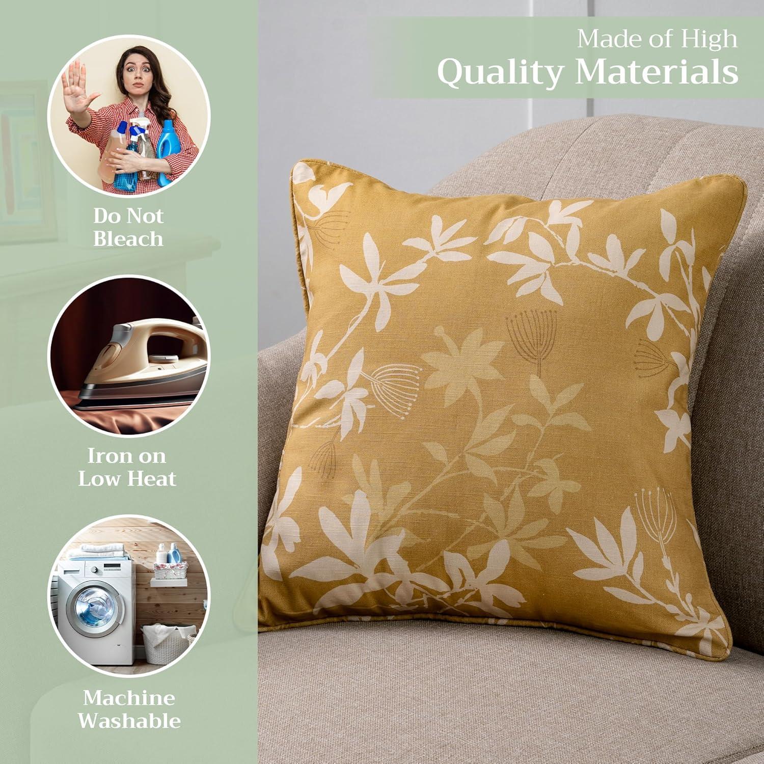 Maison d' Hermine Decorative Pillow Covers 20x20 Inch Square 100% Cotton Throw pillow Covers with invisible Zipper Cushion Case for Living Room Couch, Chair, Sofas, Bedroom, Home (Louxor - Dark Beige)