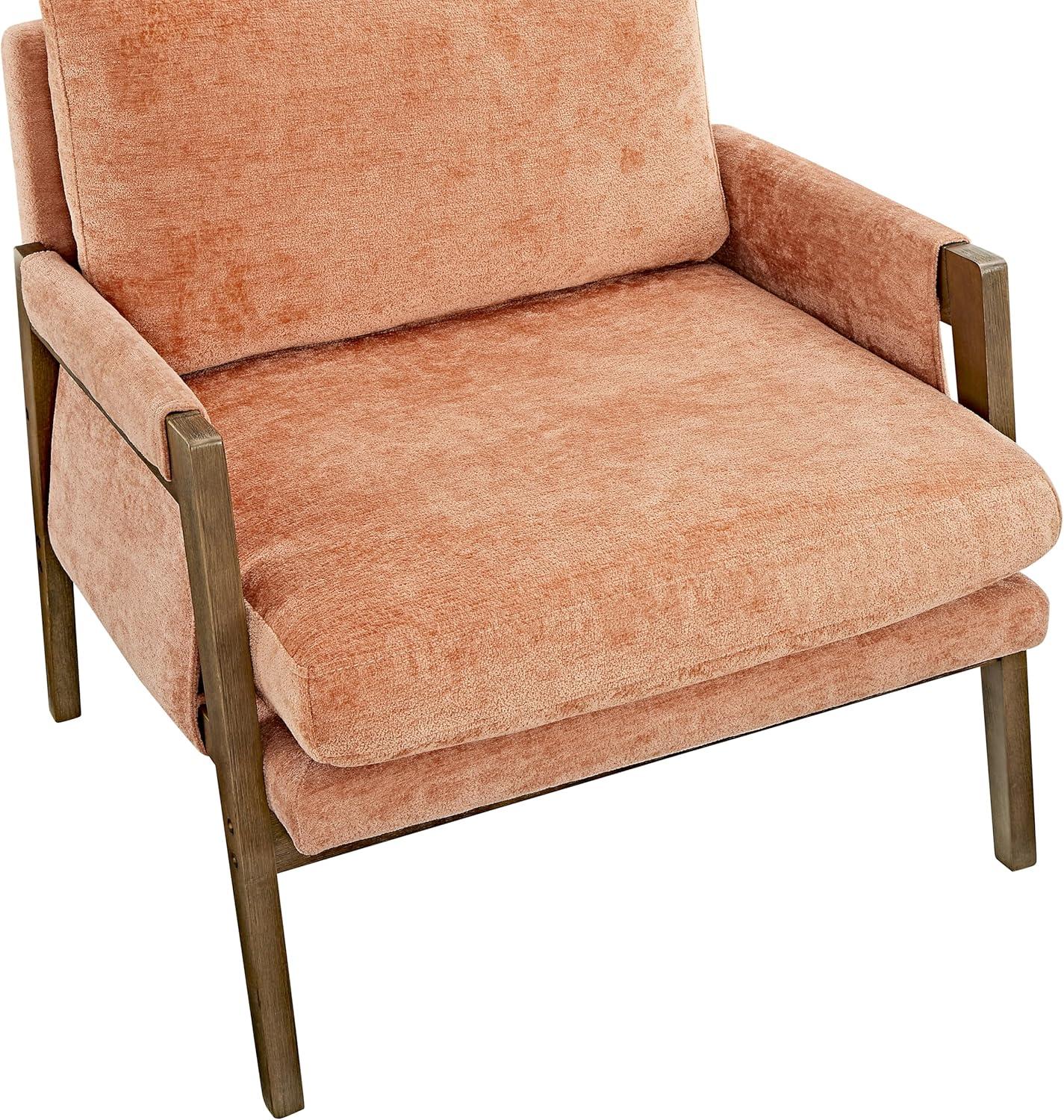 Roundhill Furniture Kelly Mid-Century Modern Velvet Accent Armchair, Orange