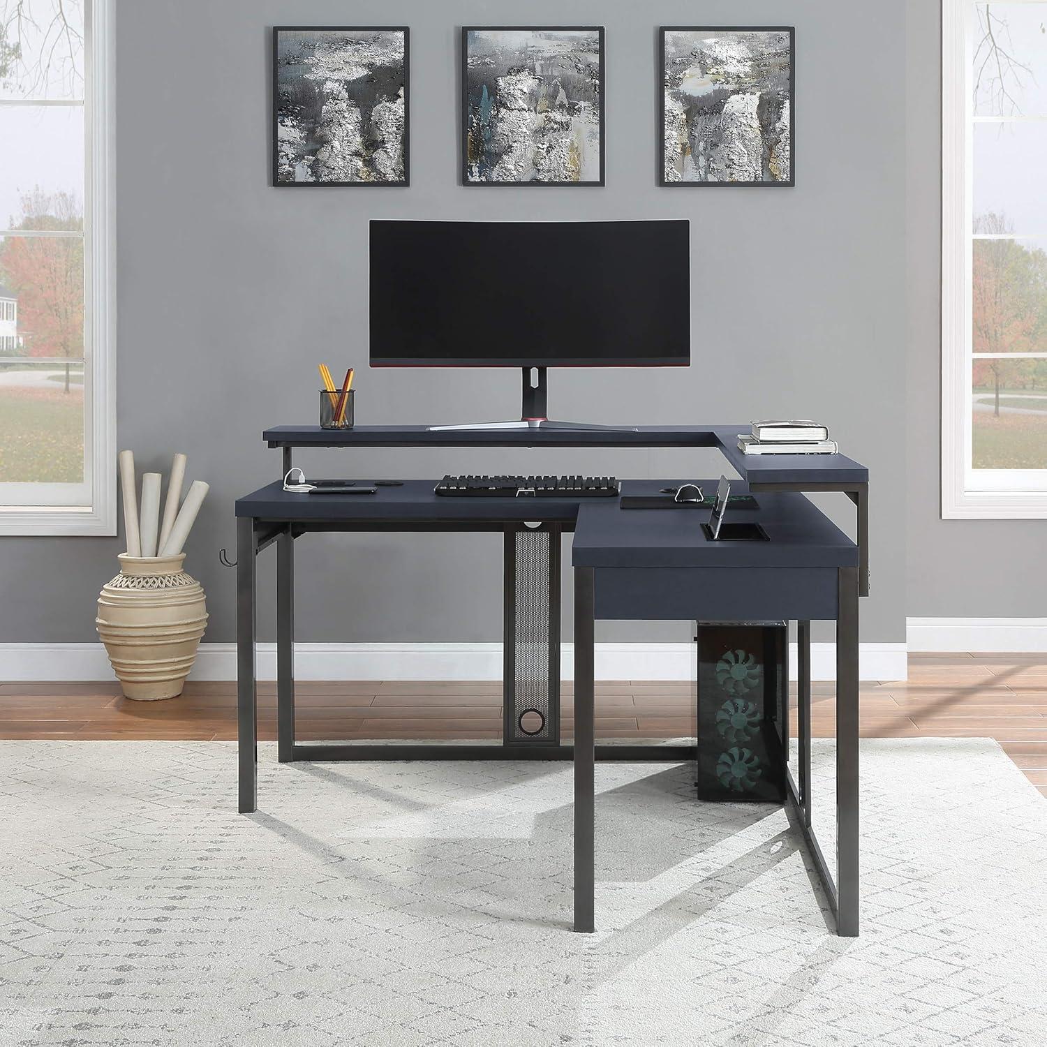 Stealth Pro Corner L-Shape Black Gaming Desk with Tech Upgrades