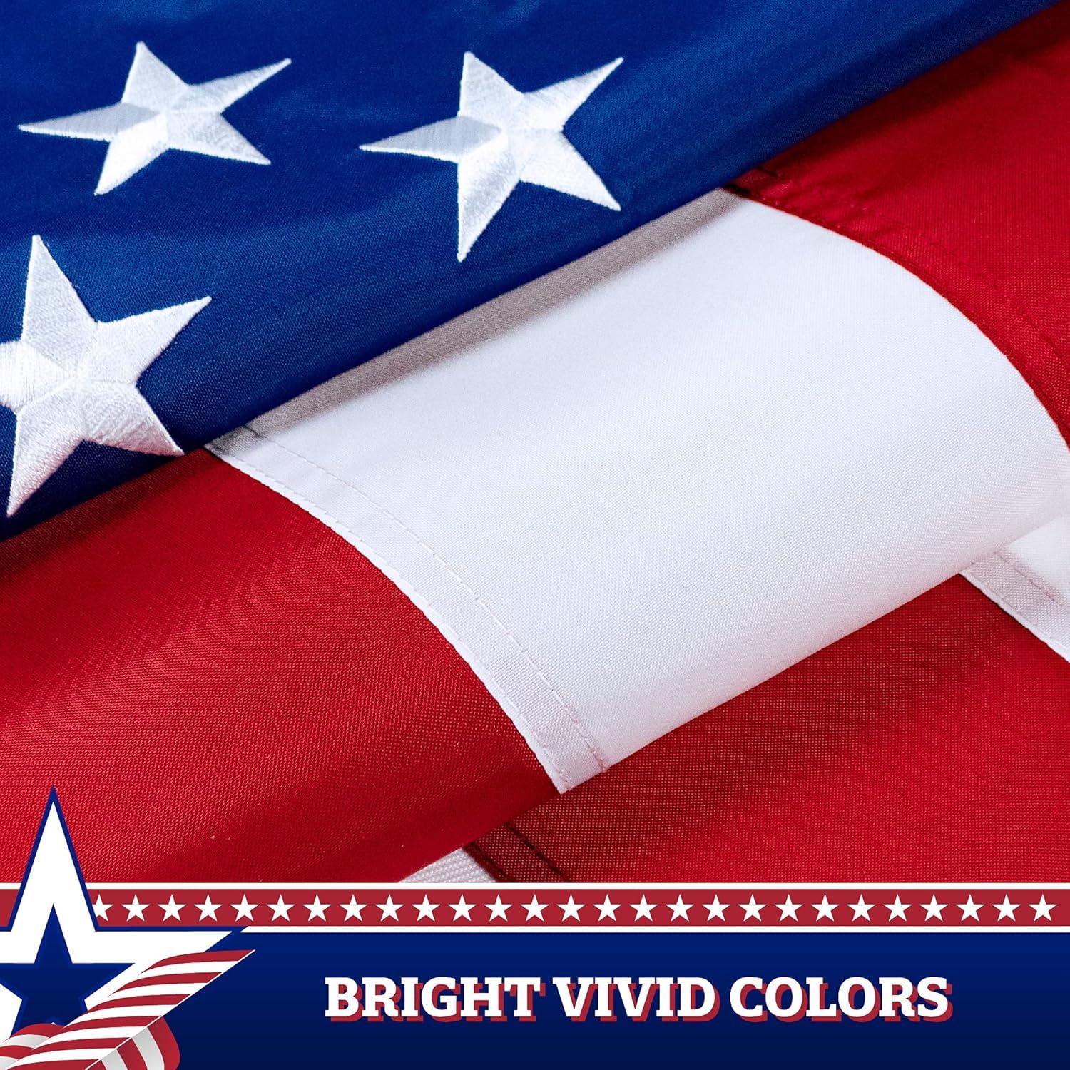 Patriotic American Flag Bunting with Embroidered Stars