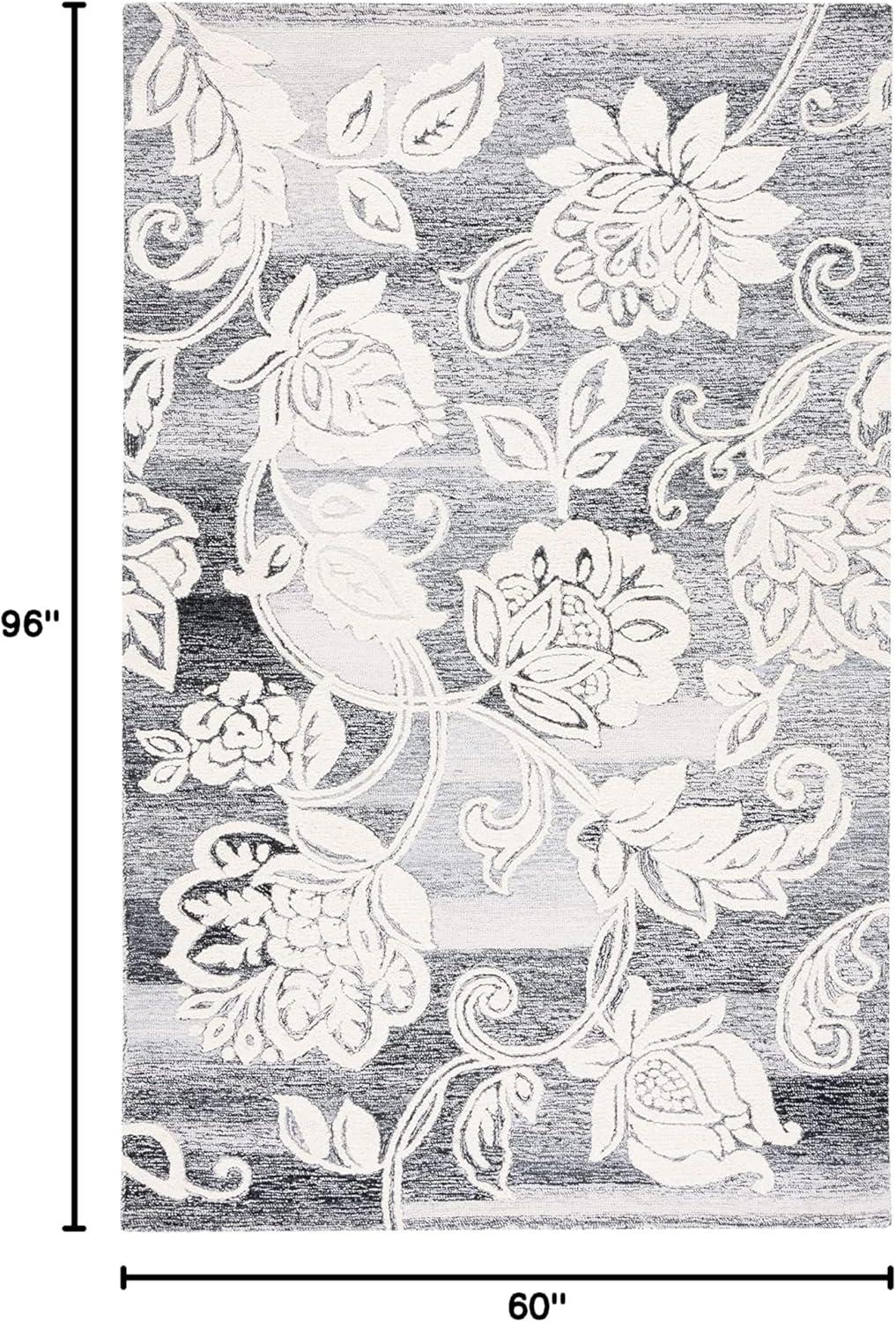Jardin JAR731 Hand Tufted Area Rug - Black/Ivory - 5'x8' - Safavieh.