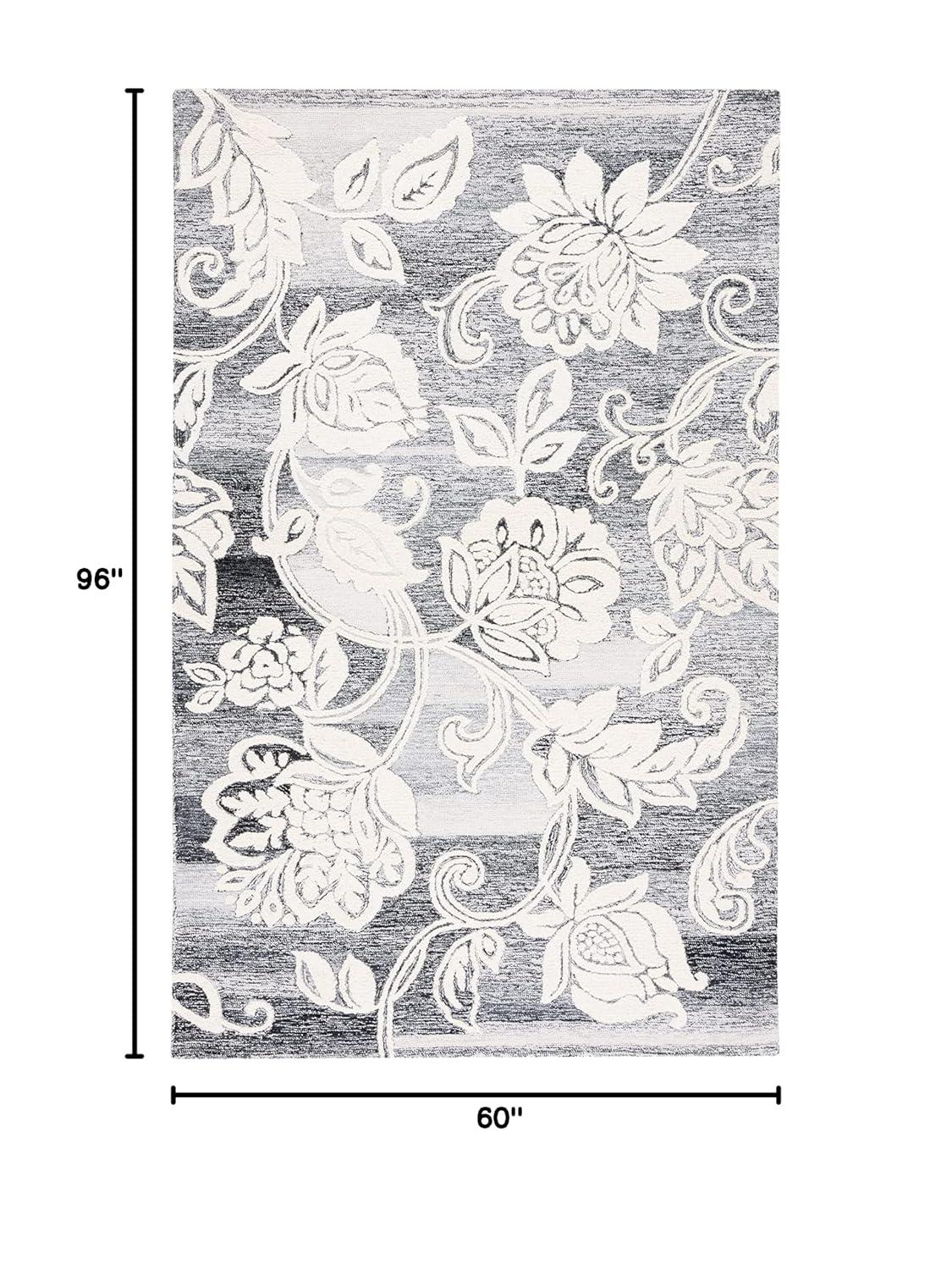 Jardin JAR731 Hand Tufted Area Rug - Black/Ivory - 5'x8' - Safavieh.