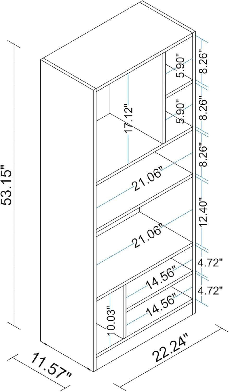 White Modern 8-Shelf Wooden Bookcase