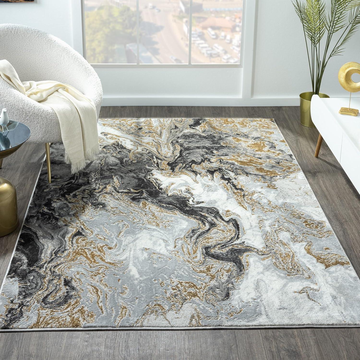 Luxe Weavers Marble Swirl Abstract Area Rug