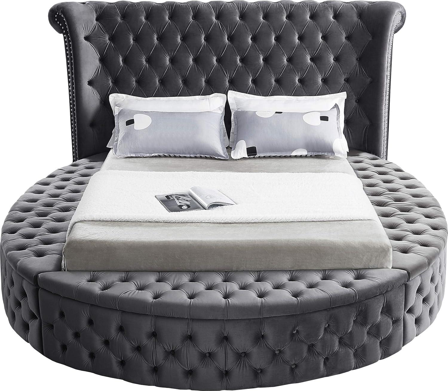 Meridian Furniture Luxus Gray Velvet King Bed