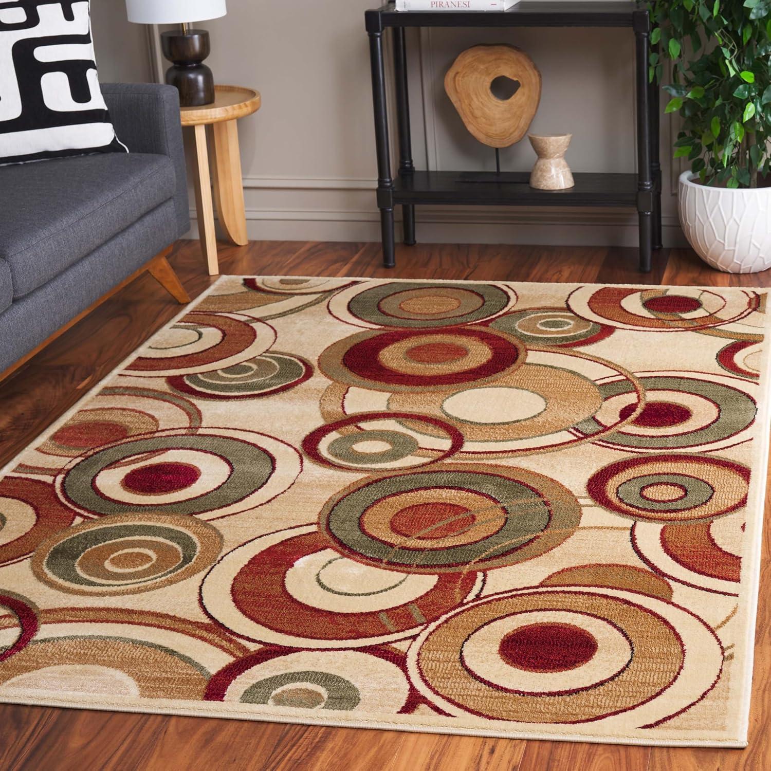 Lyndhurst LNH225 Power Loomed Area Rug - Ivory/Multi - 5'3"x7'6" - Safavieh.