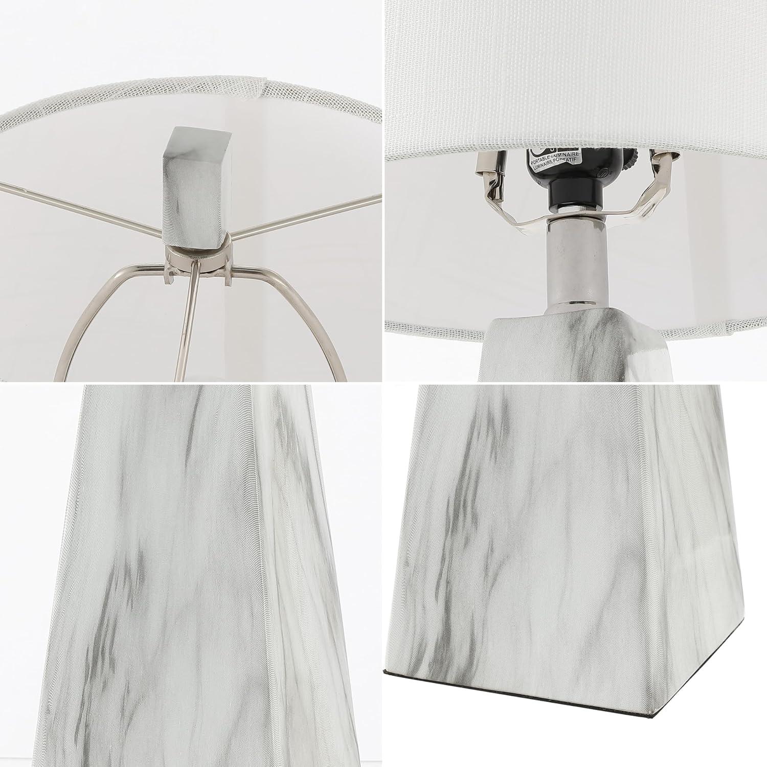 Owen 20.5" Resin LED Table Lamp, White Marble Finish by JONATHAN Y