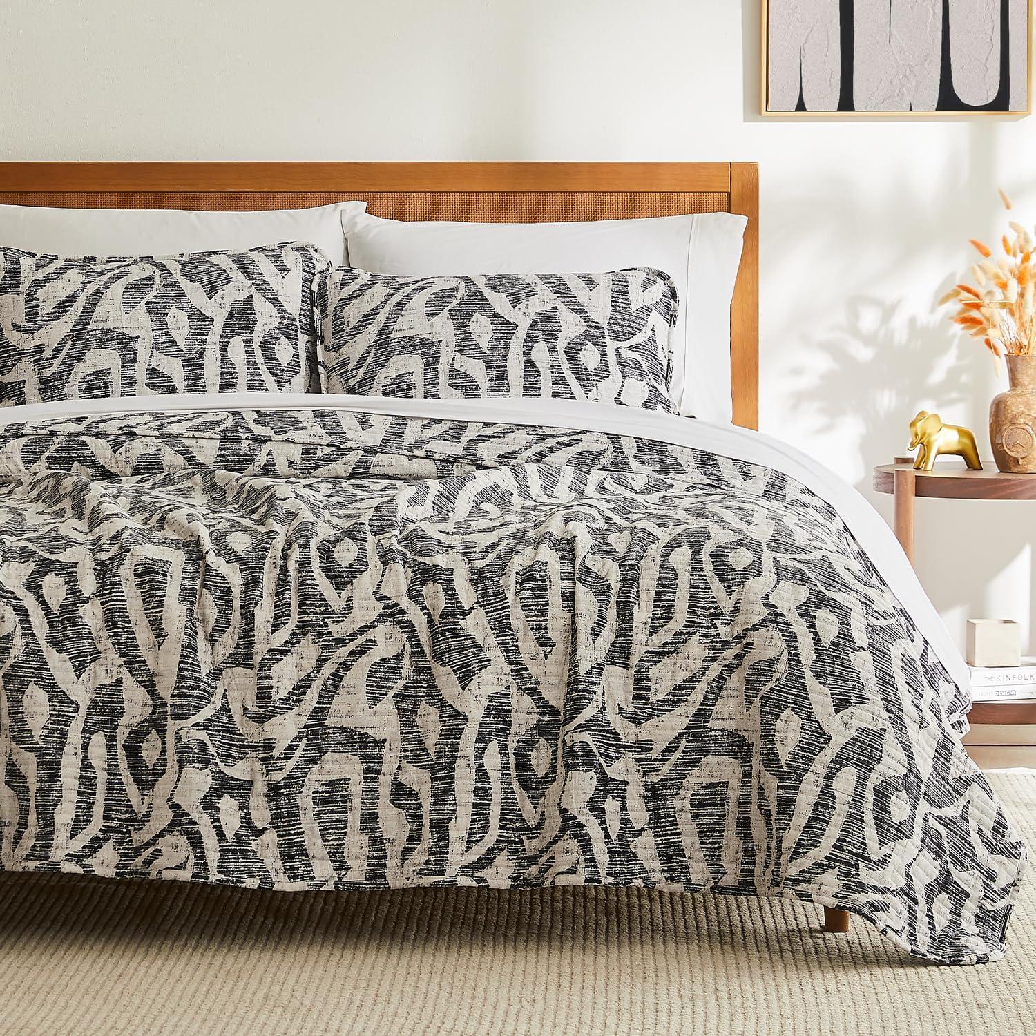 Khari Slate Full Microfiber 3-Piece Quilt Set