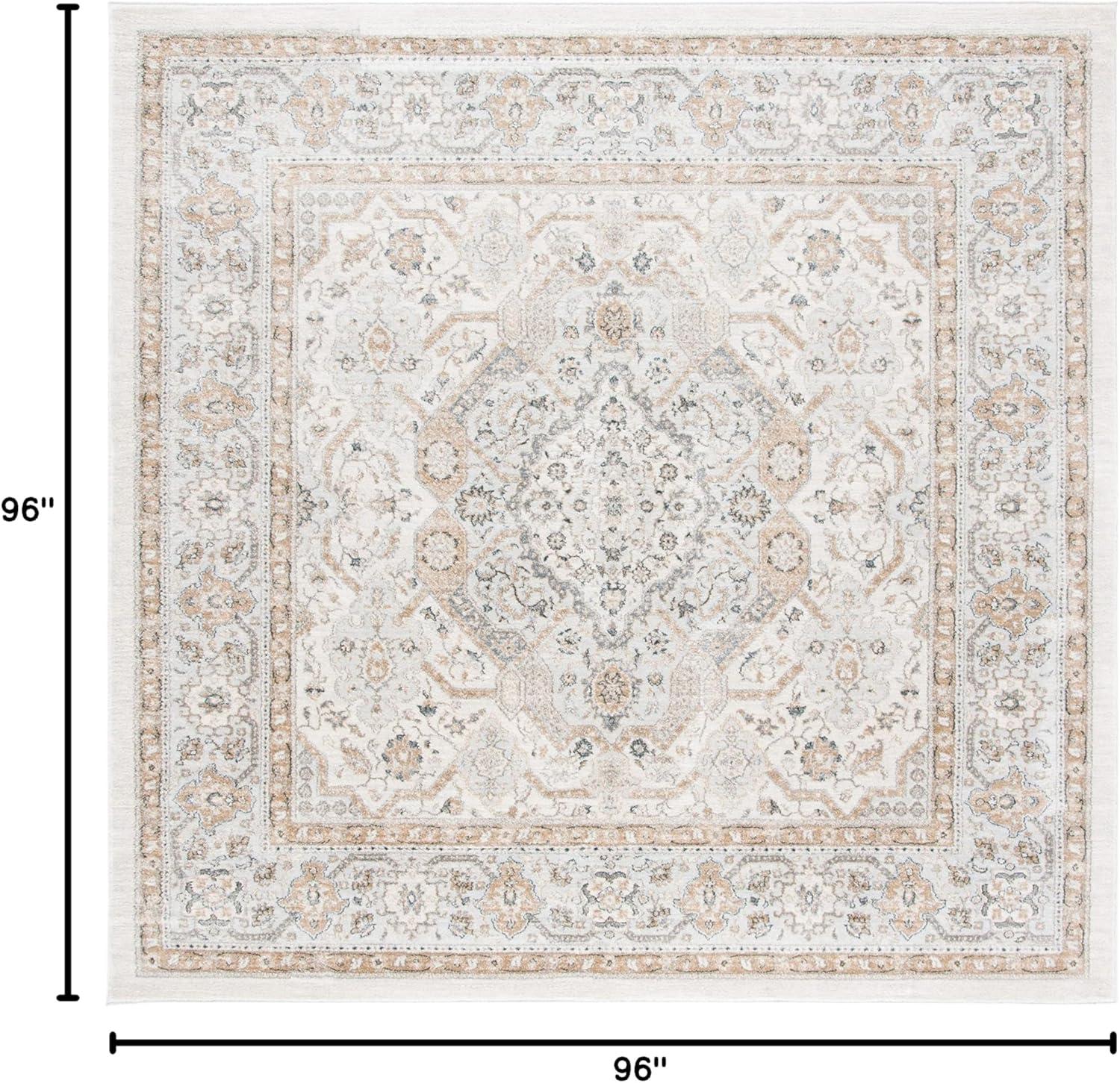 Isabella ISA916 Power Loomed Area Rug - Grey/Cream - 8'x8' - Safavieh