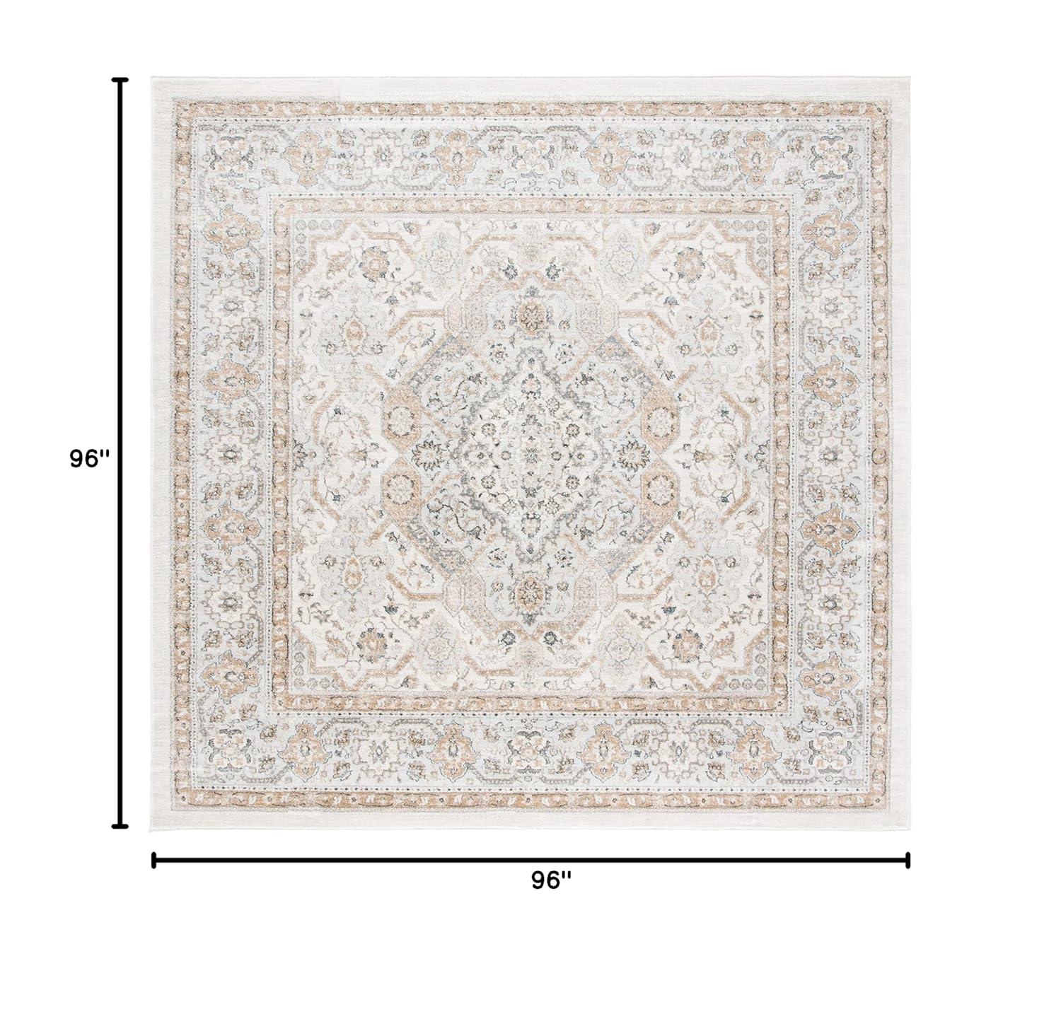 Isabella ISA916 Power Loomed Area Rug - Grey/Cream - 8'x8' - Safavieh