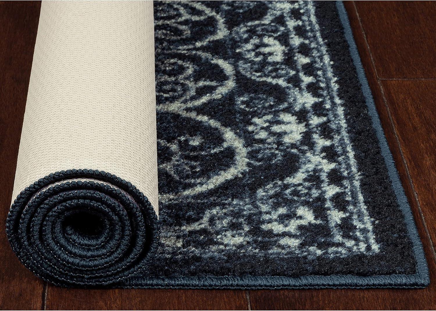 Maples Rugs Pelham Medallion Bedroom Area Rug for Indoor, 3'4" x 5', Navy/Gray