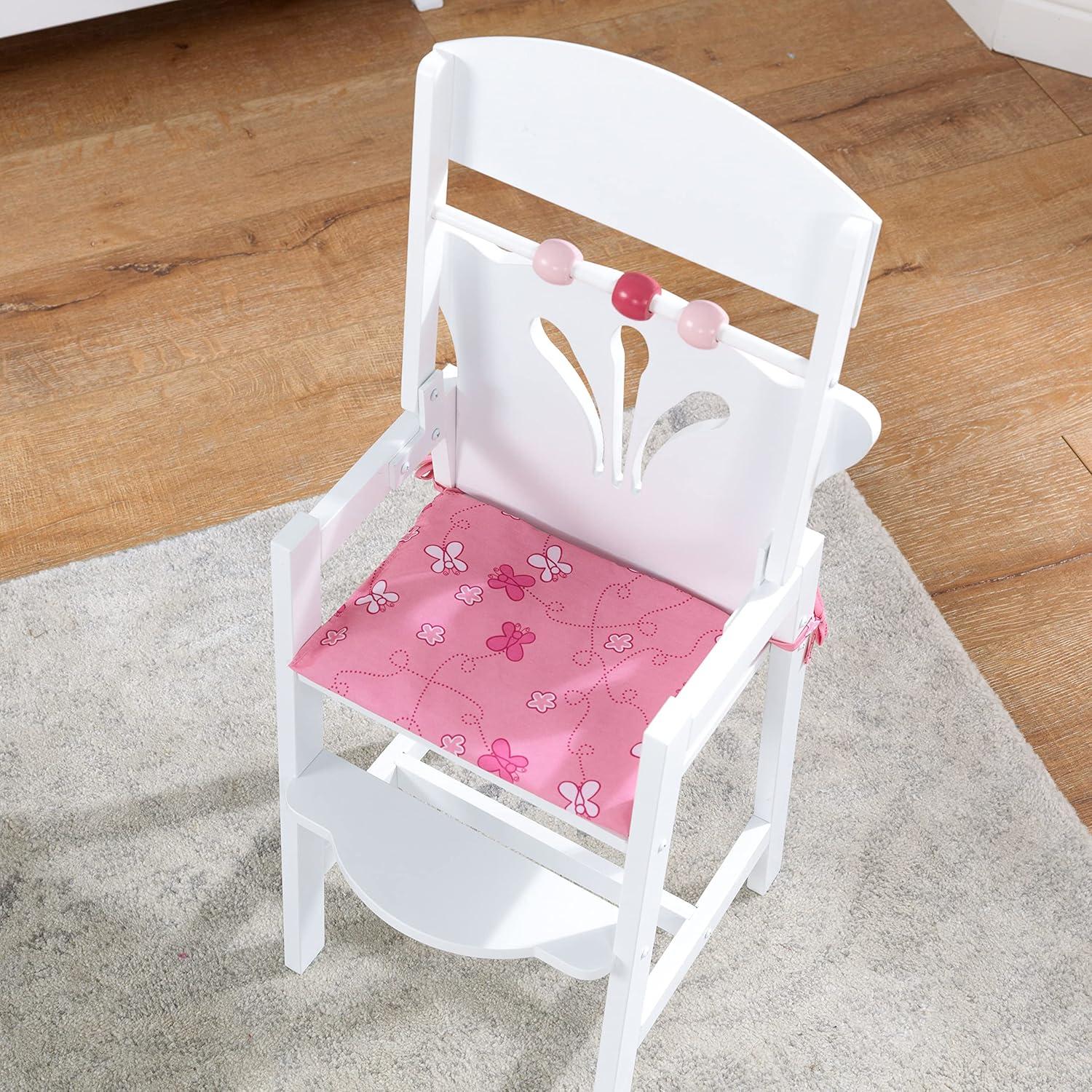 KidKraft Lil' Doll Wooden High Chair, Furniture for 18-Inch Dolls, with Fabric Seat Pad