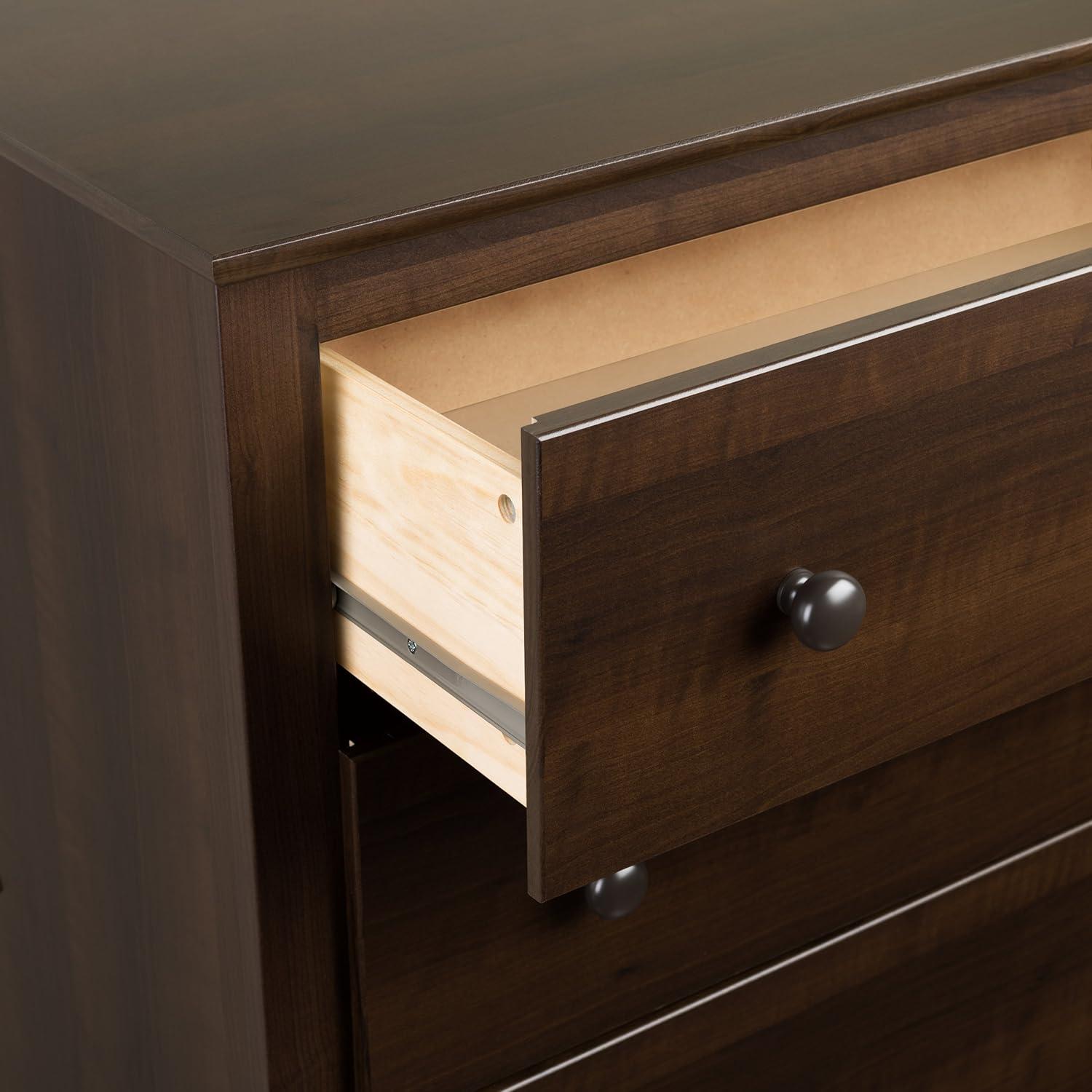 Espresso 3-Drawer Tall Nightstand with Metal Knobs