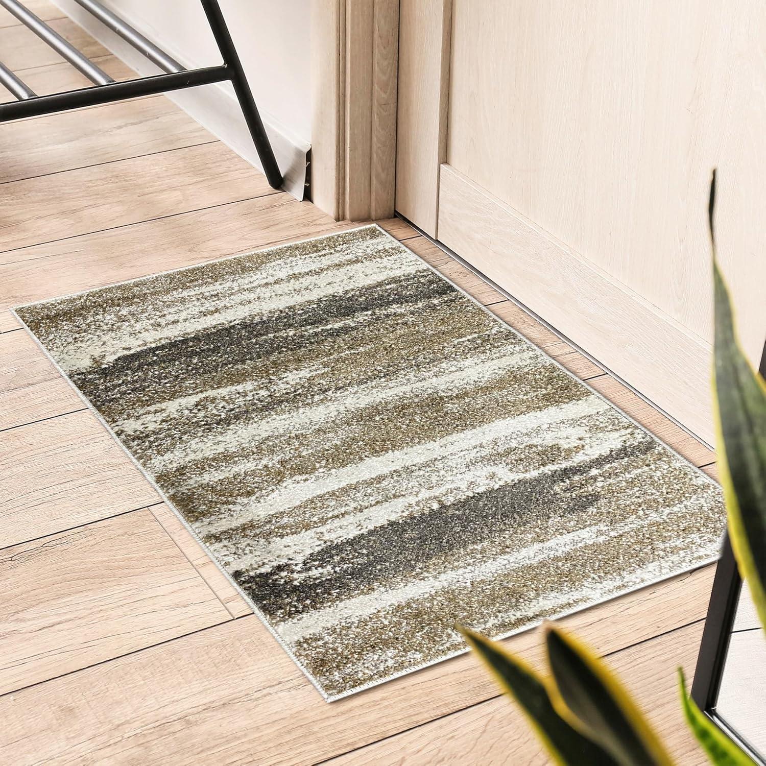 Abstract Blue/Beige/Gray Area Rug