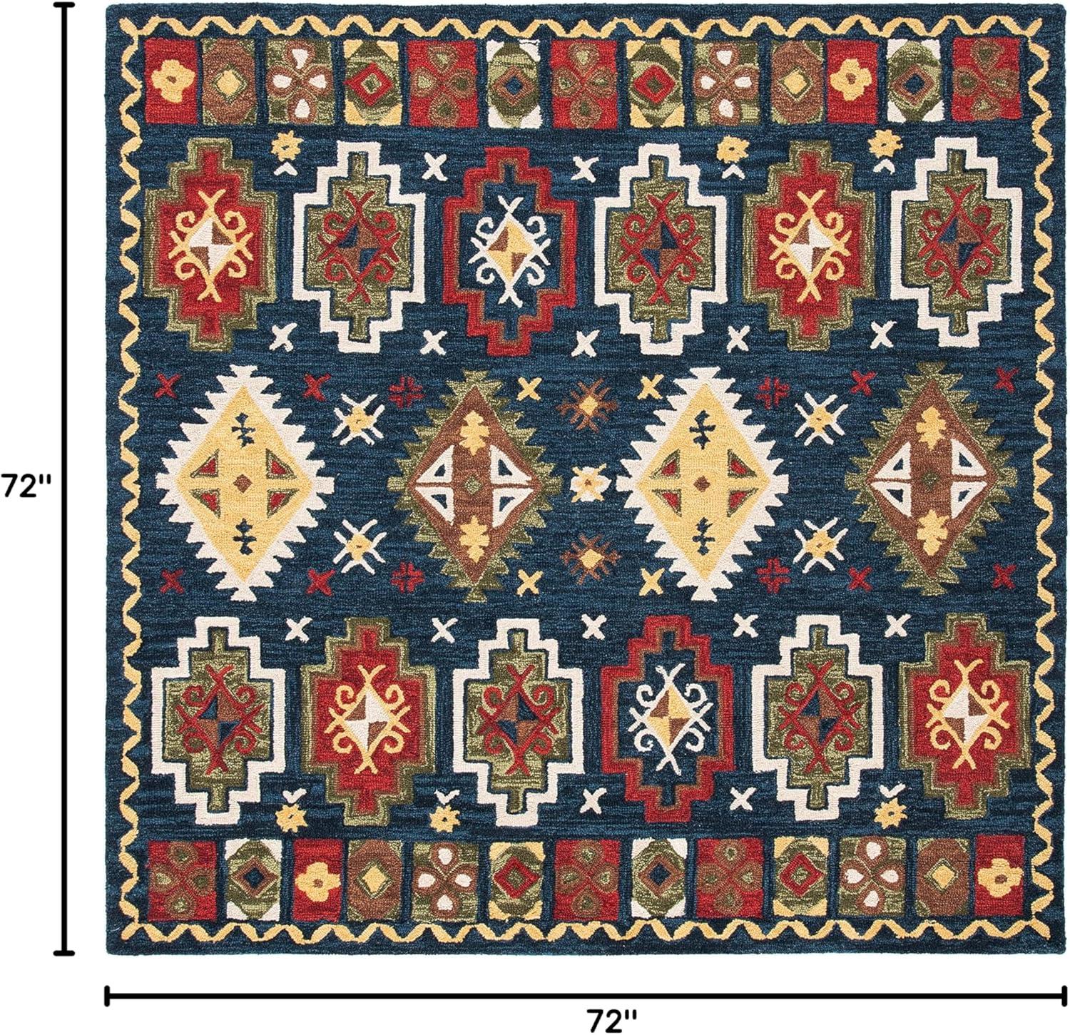 Heritage HG353 Hand Tufted Area Rug - Navy/Red - 6'x6' - Safavieh.