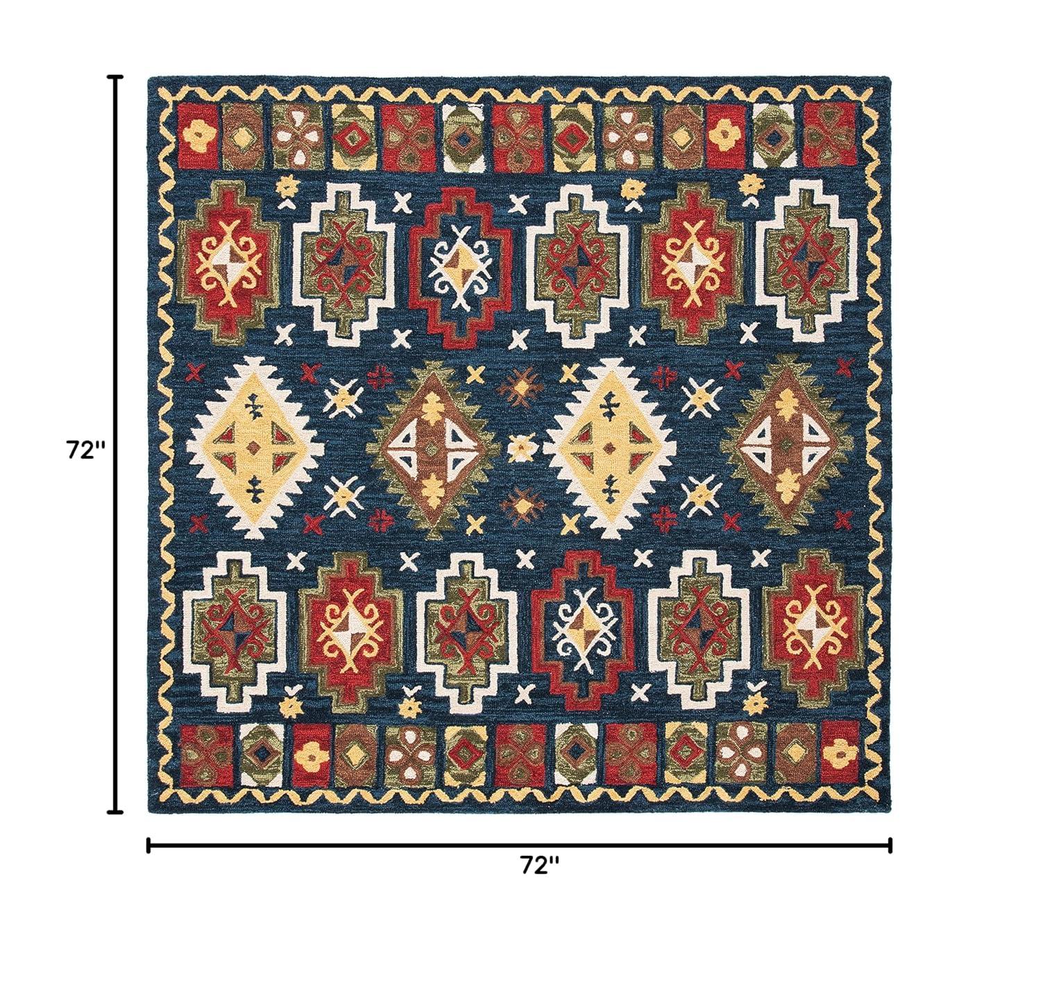 Heritage HG353 Hand Tufted Area Rug - Navy/Red - 6'x6' - Safavieh.