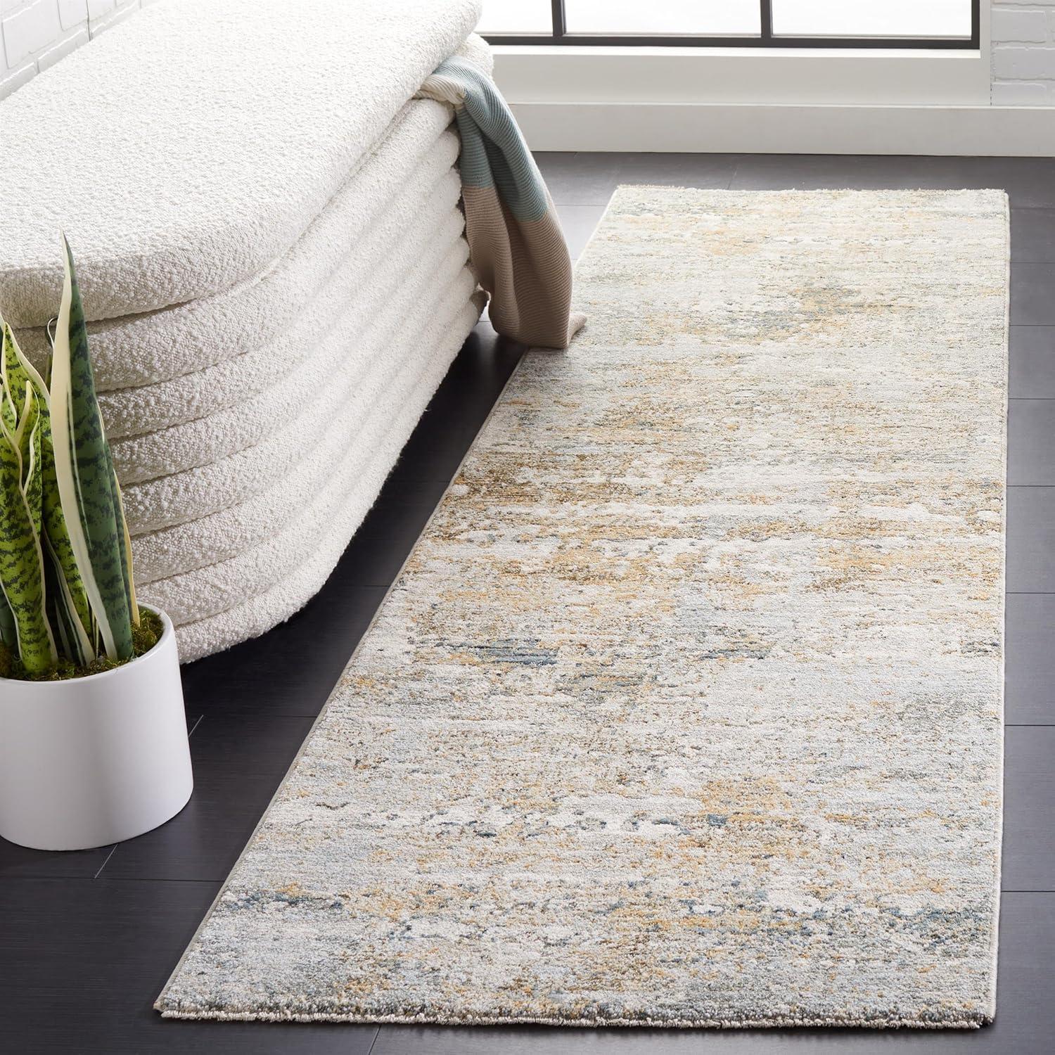 Adrianna ADN200 Machine Made Indoor Area Rug - Blue/Gold - 8'x10' - Safavieh