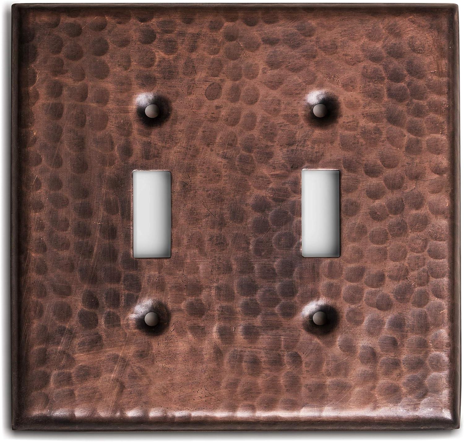 Hand Hammered 2 - Gang Toggle Light Switch Standard Wall Plate