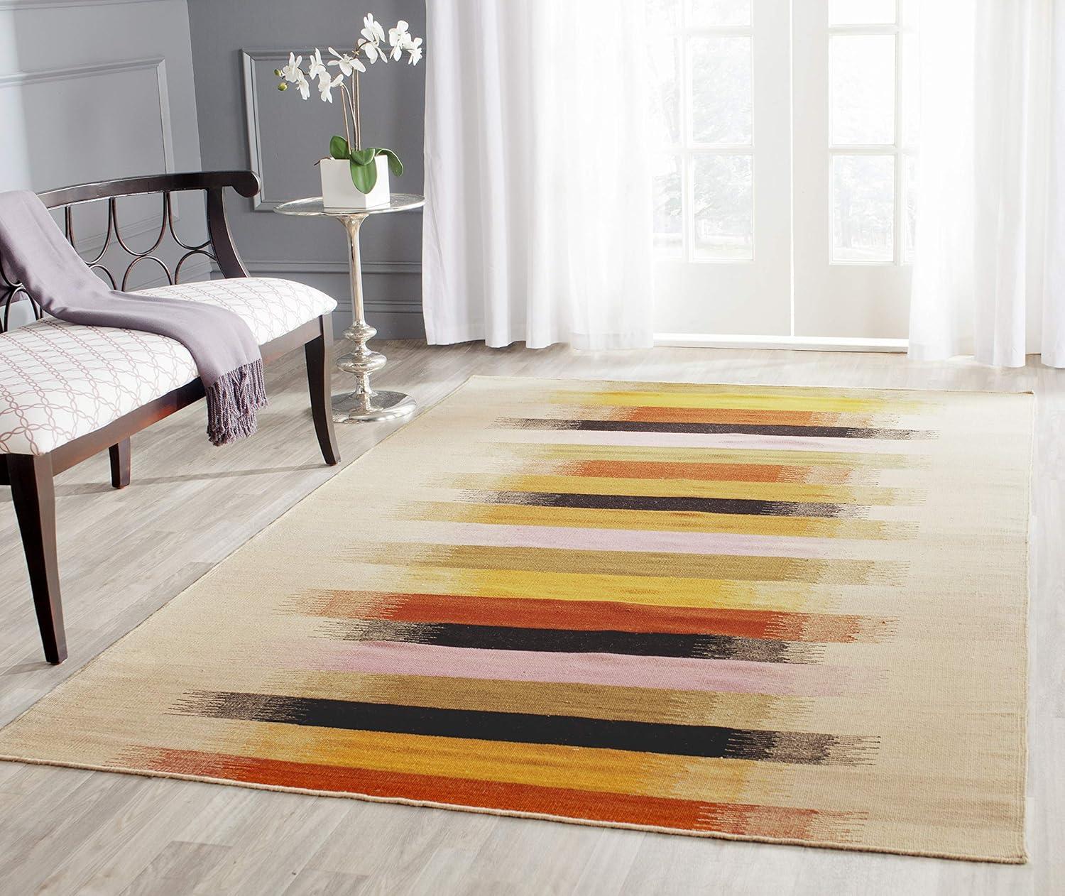 SAFAVIEH Dhurries Harland Geometric Area Rug, Beige/Multi, 6' x 9'