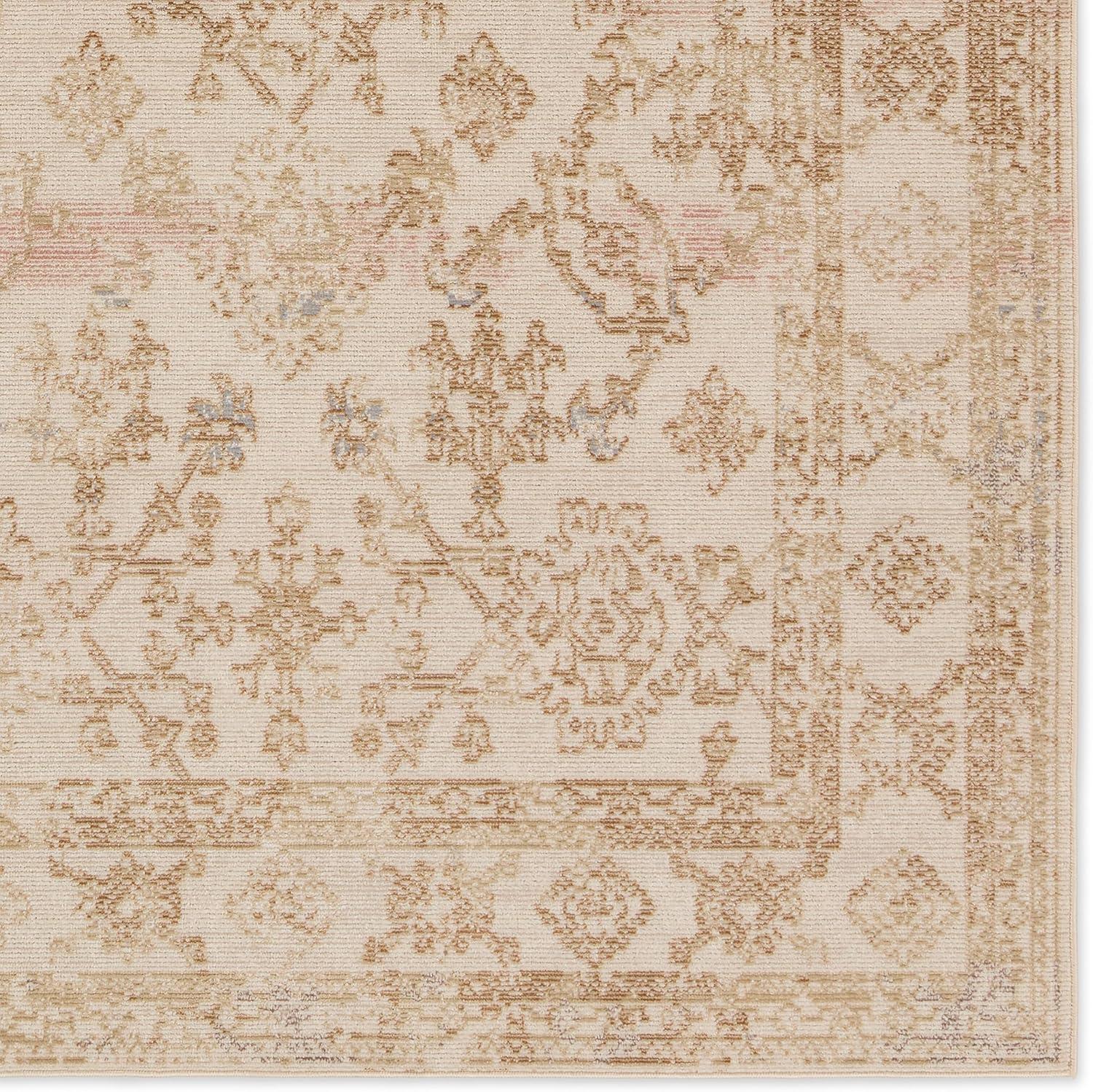 Handmade Ivory Medallion Wool and Synthetic Rug 2'-6" x 4'