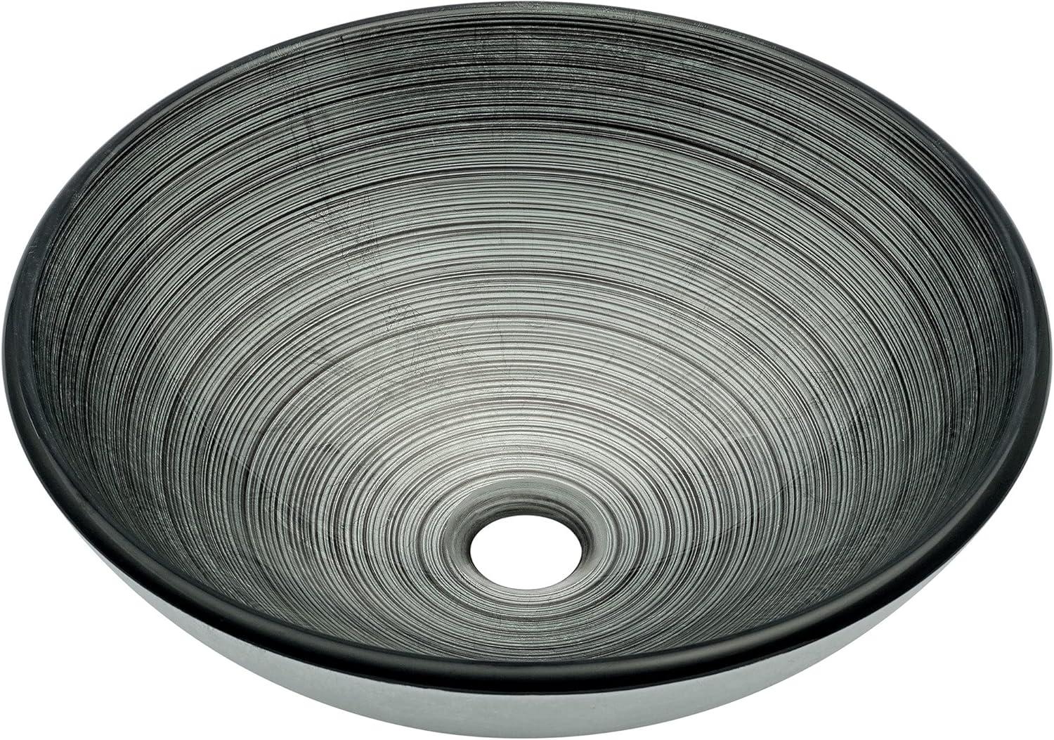 Swiss Madison Cascade 16.5 Glass Vessel Sink with Faucet, Smoky Grey
