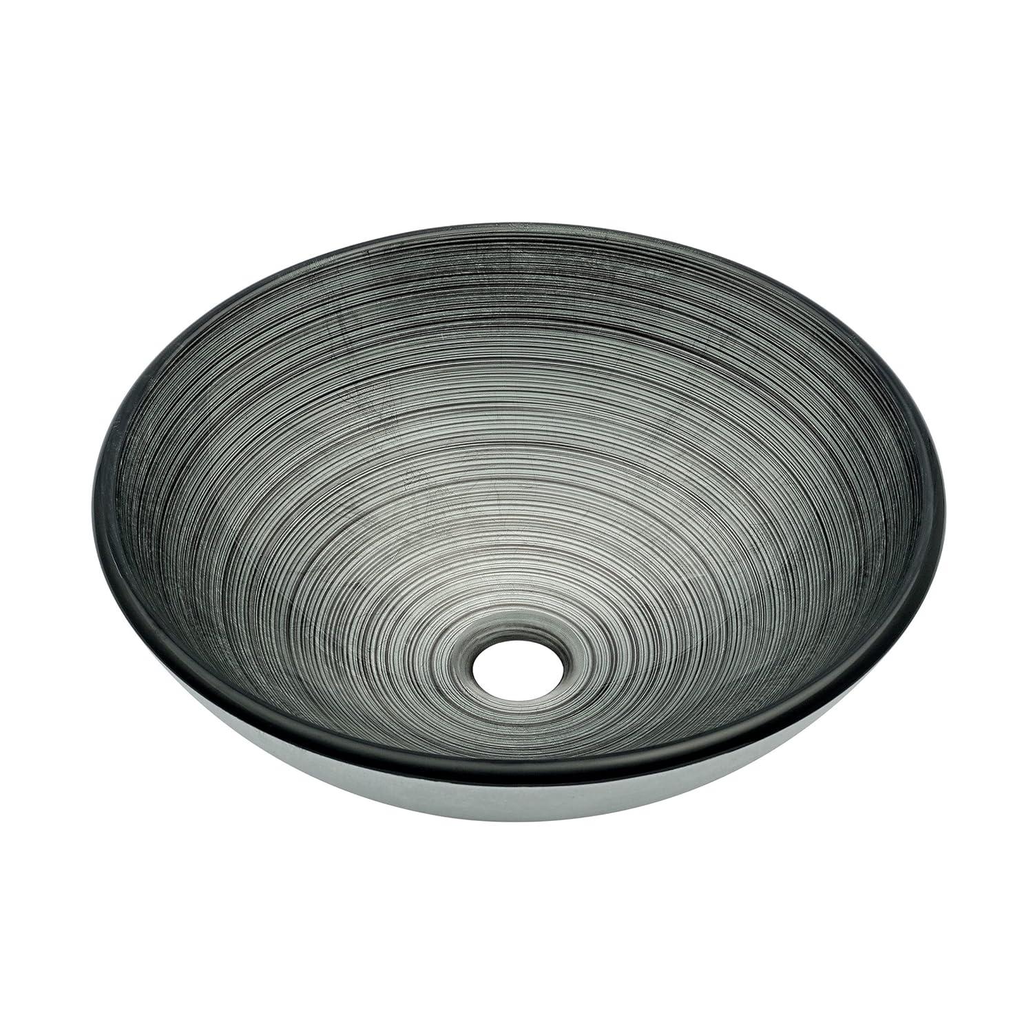 Swiss Madison Cascade 16.5 Glass Vessel Sink with Faucet, Smoky Grey