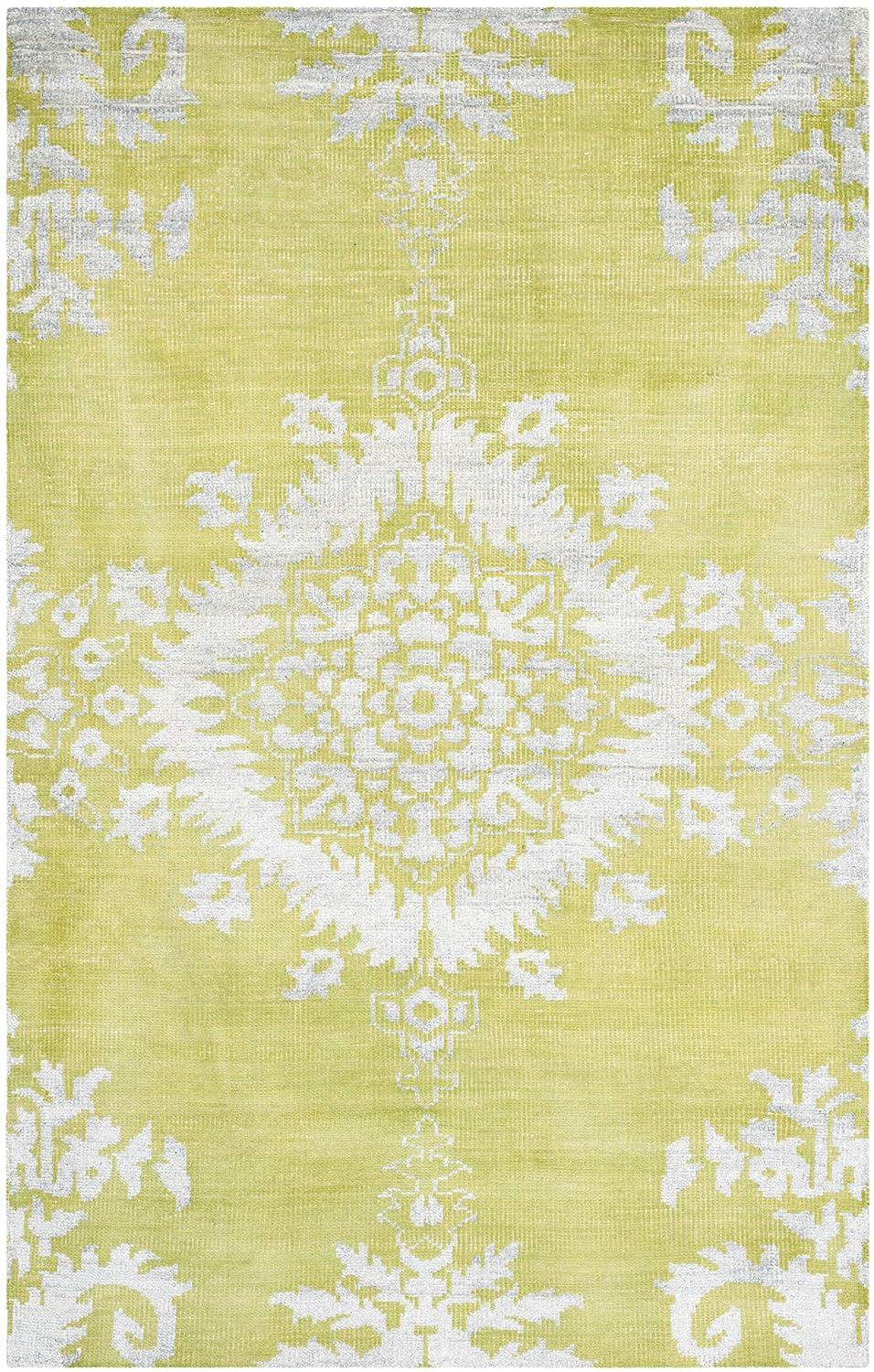 Stone Wash STW235 Hand Knotted Indoor Area Rug - Chartreuse - 5'x8' - Safavieh