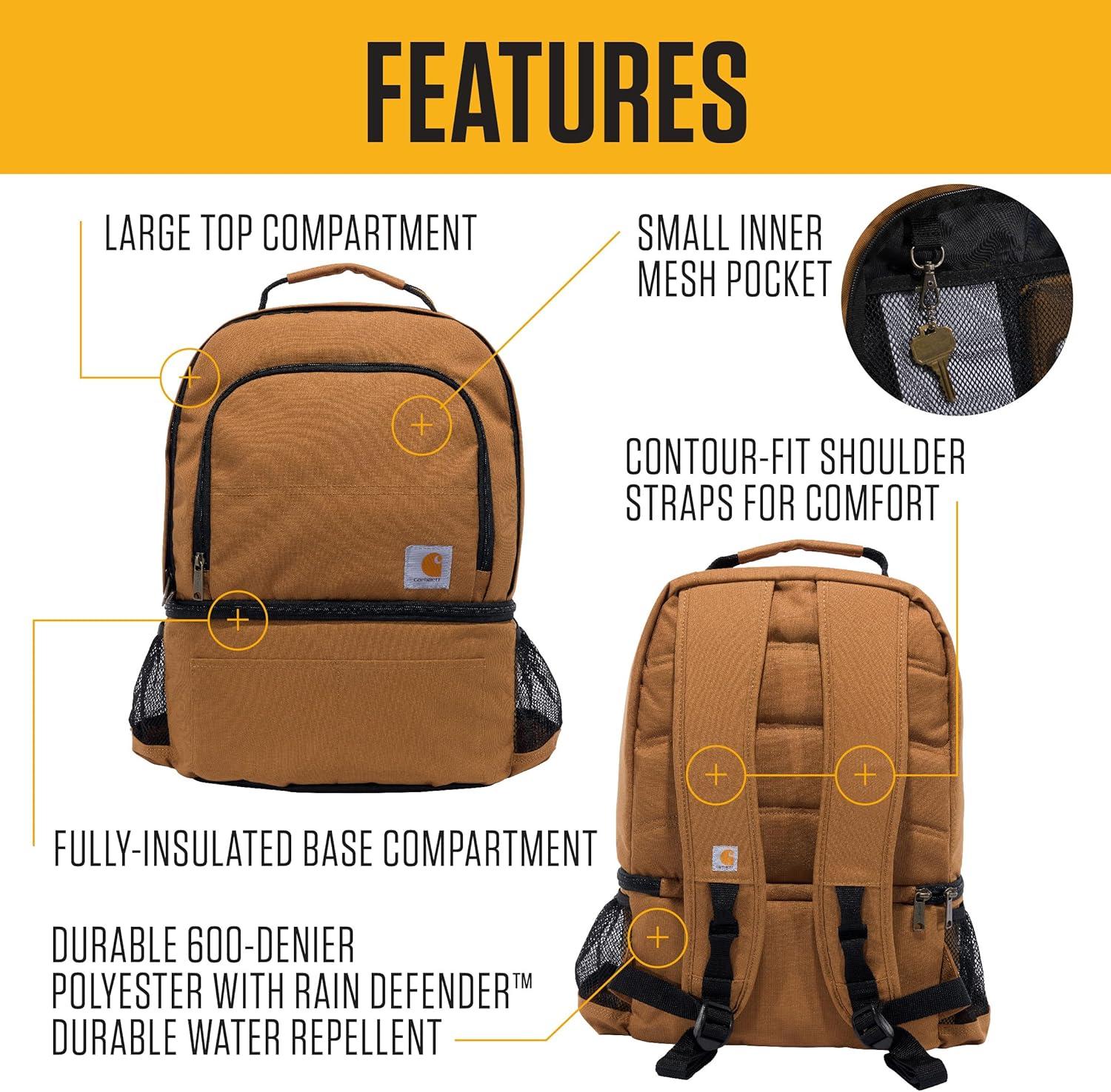 Durable Brown Polyester Insulated Cooler Backpack with Multiple Compartments