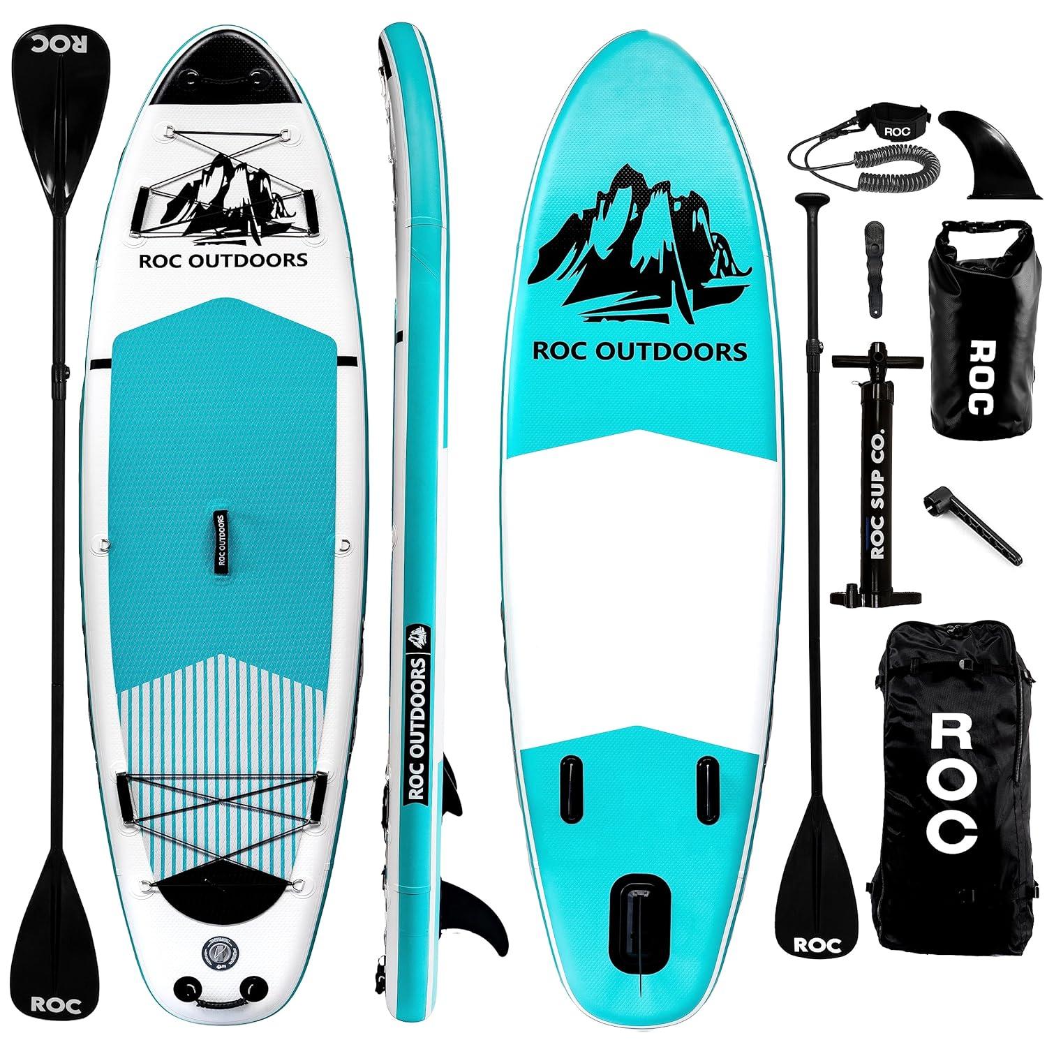 Roc Inflatable Stand Up Paddle Boards with Premium SUP Paddle Board Accessories, Wide Stable Design, Non-Slip Comfort Deck for Youth & Adults