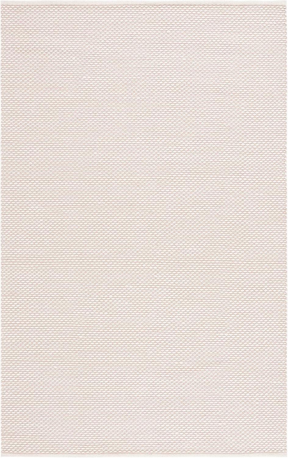 Ivory Flat Woven Round Wool Area Rug, 8' x 10'