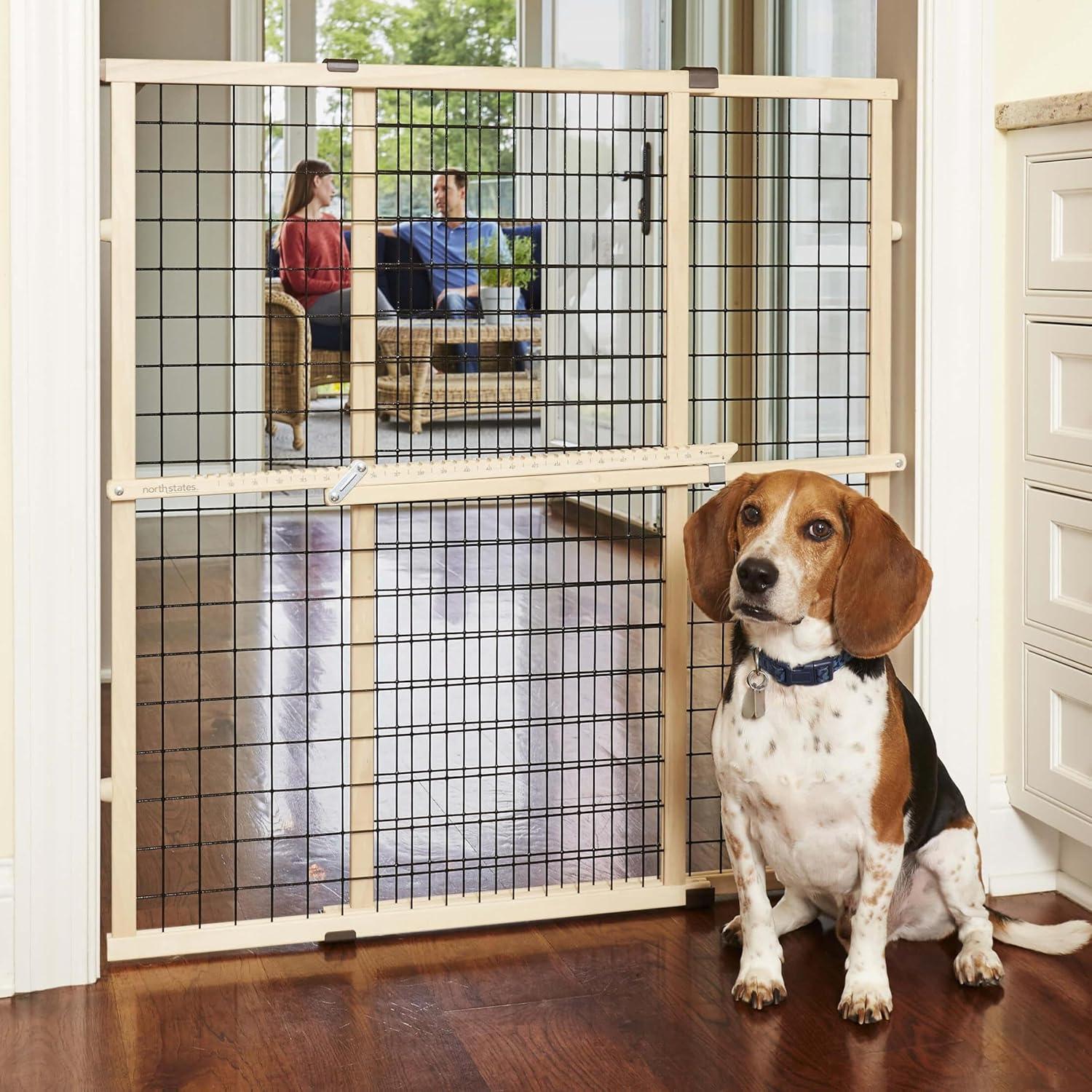 Extra Tall Retractable Wood and Metal Pet Gate