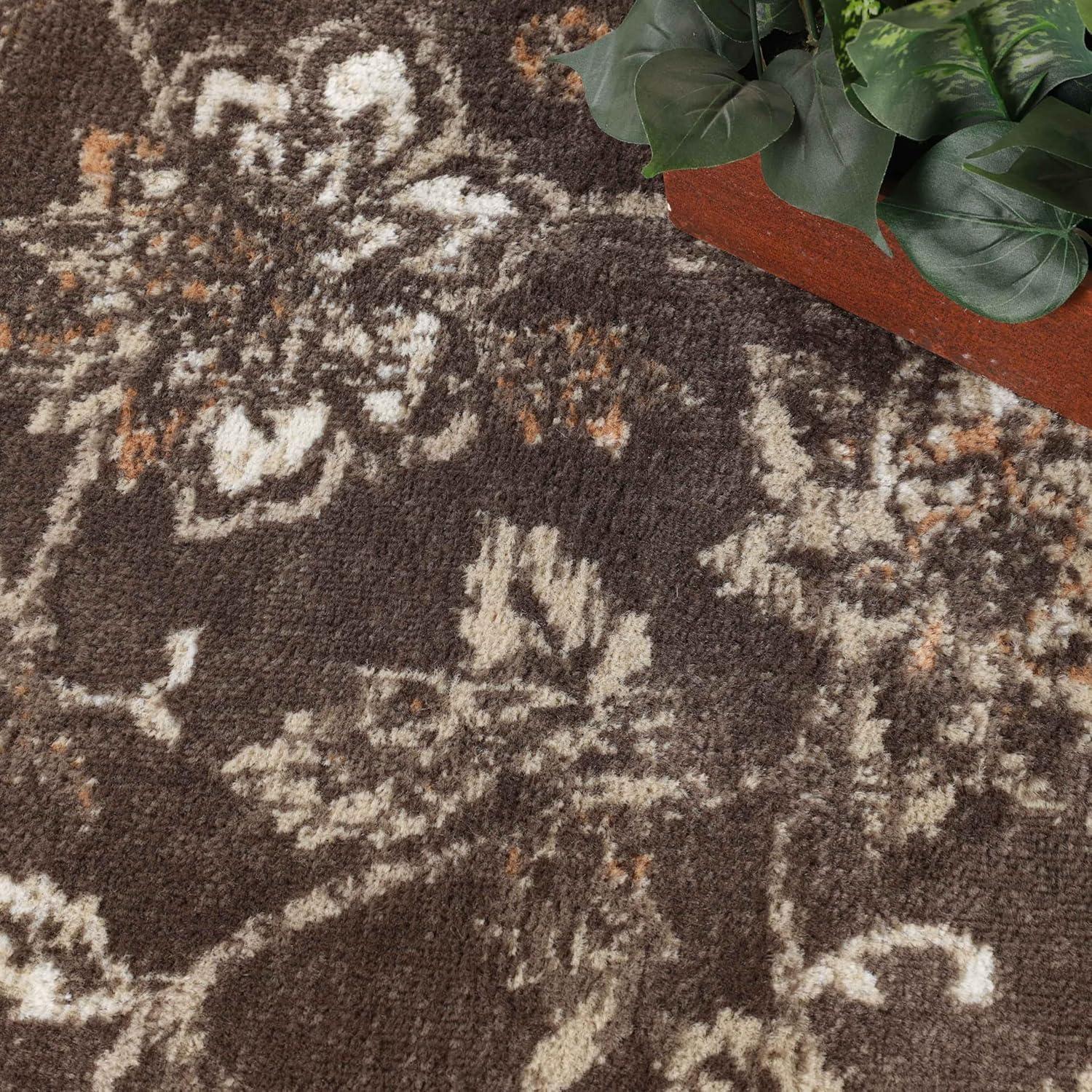 Superior Jacobean Floral Indoor Area Rug, 3' x 5', Taupe