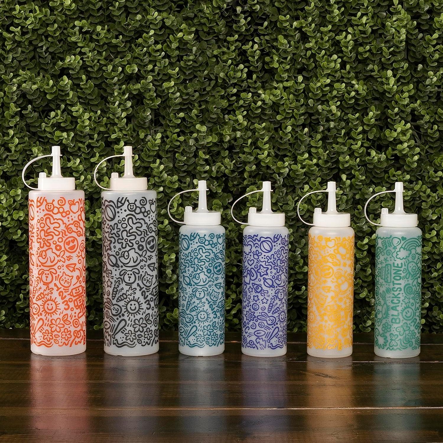 Blackstone 5251 9 Piece Pancake Art Kit Four 8 Oz Squeeze Bottles, Two 16 Oz Squeeze Bottles, 3 Animal Shaped Pancake Molds (Dinosaur, Bear and Pig) - Cooking Accessory Shapers for Kids and Adults