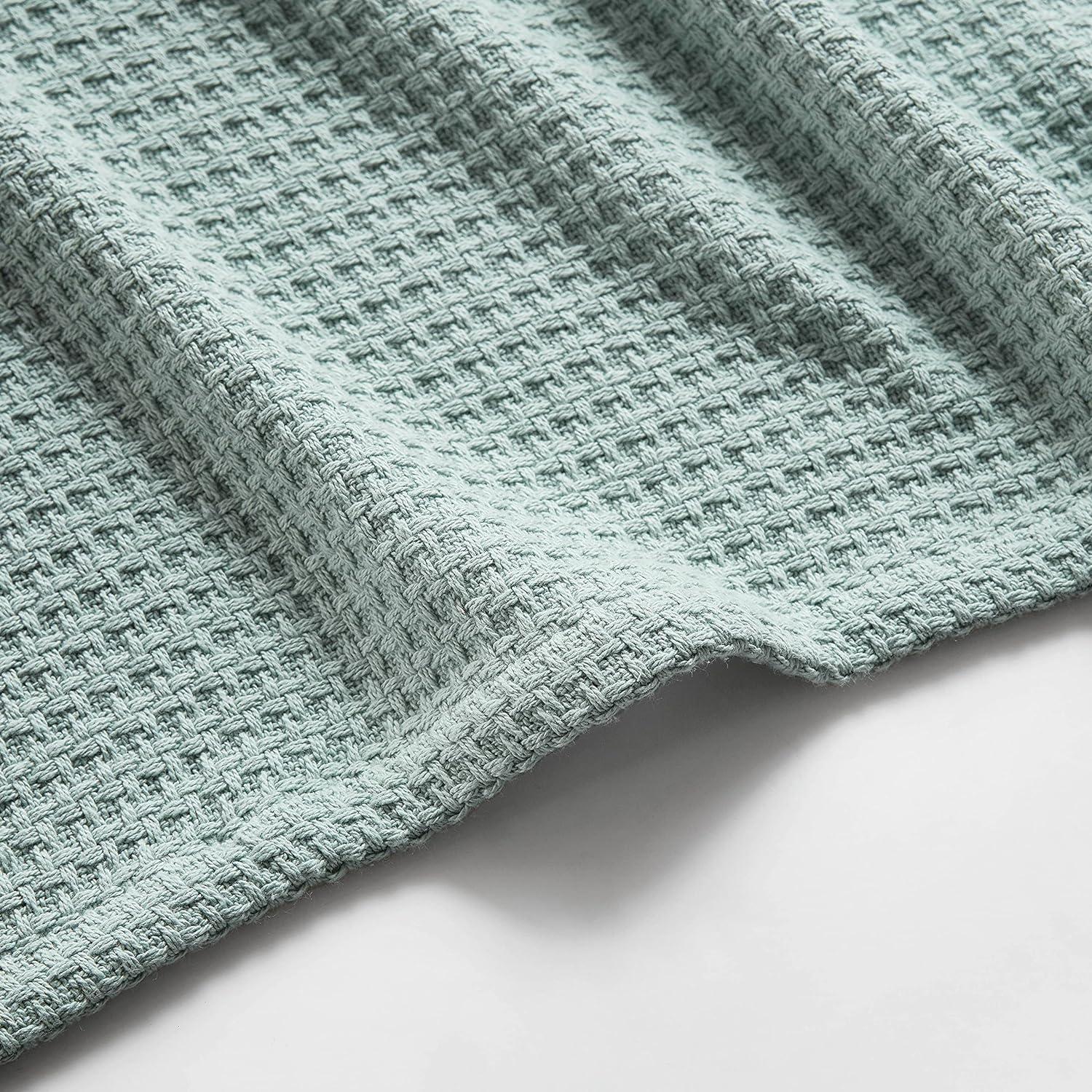 Coastal Knit King-Sized Cotton Blanket in Aqua