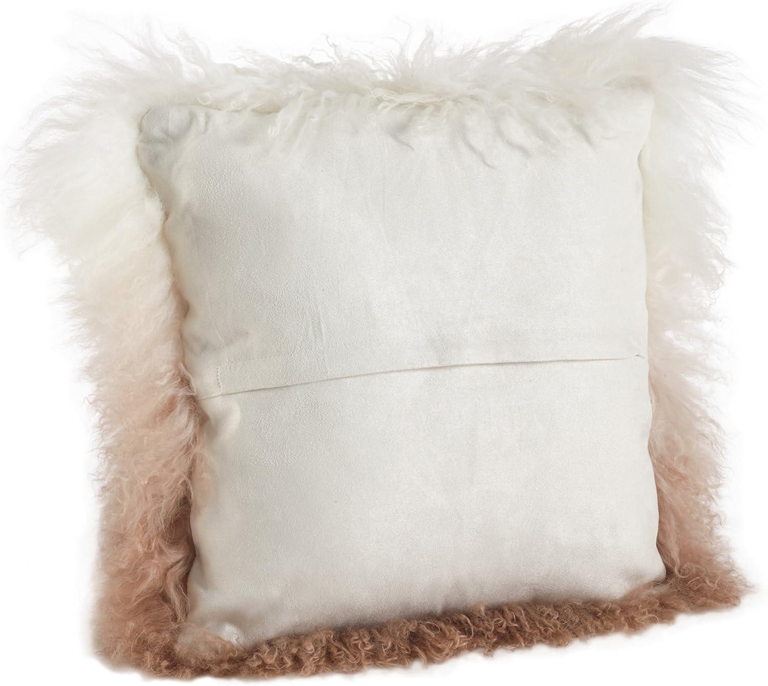 Saro Lifestyle Mongolian Collection Mongolian Lamb Fur Wool Throw Pillow, Poly Filled