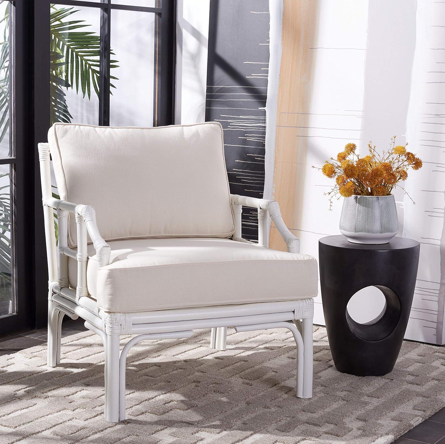 Kazumi Accent Chair W/ Cushion - White/White - Safavieh